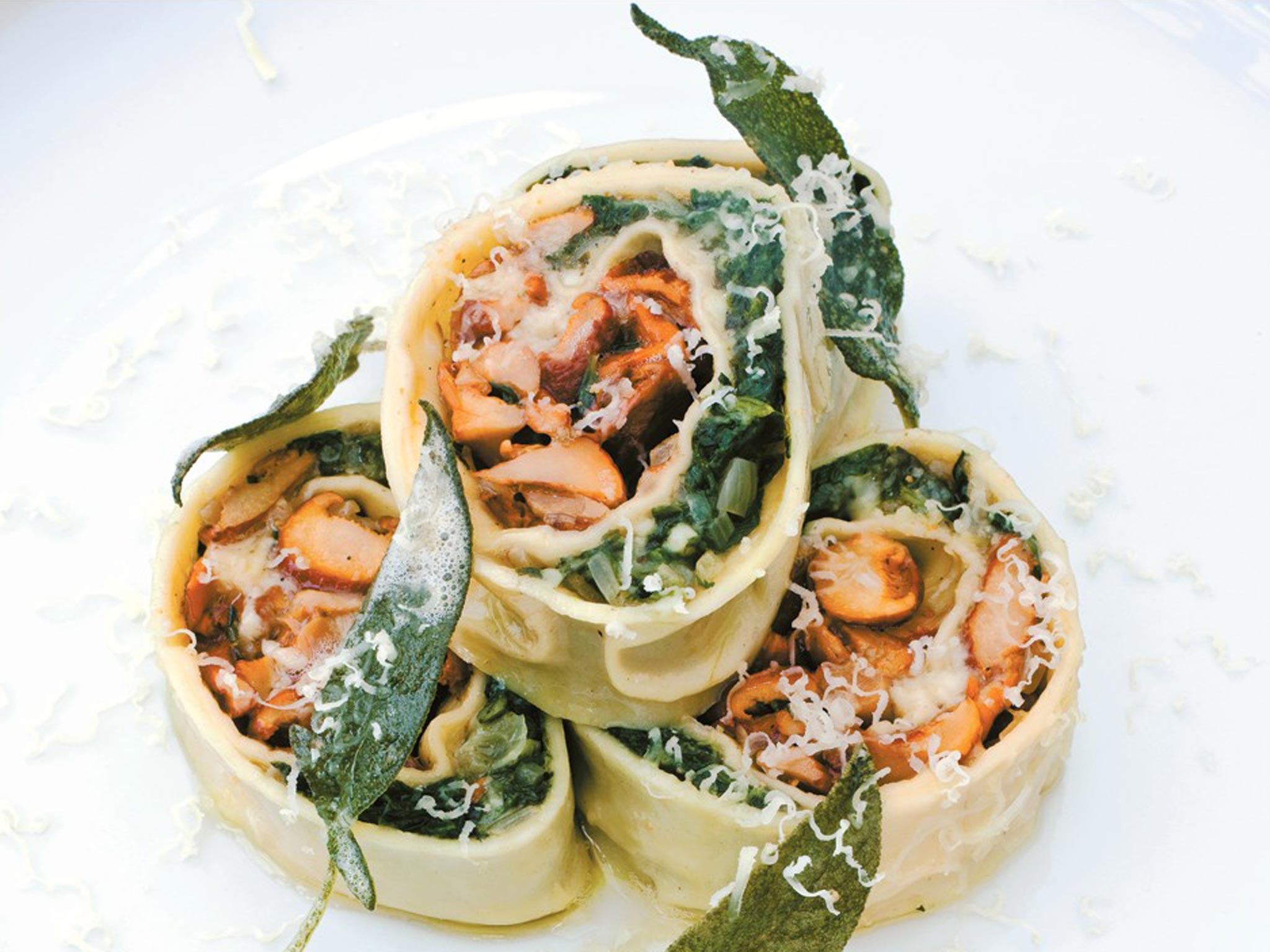 Spinach, mushroom and ricotta rotolo (Liz &amp; Mark Haarala Hamilton)