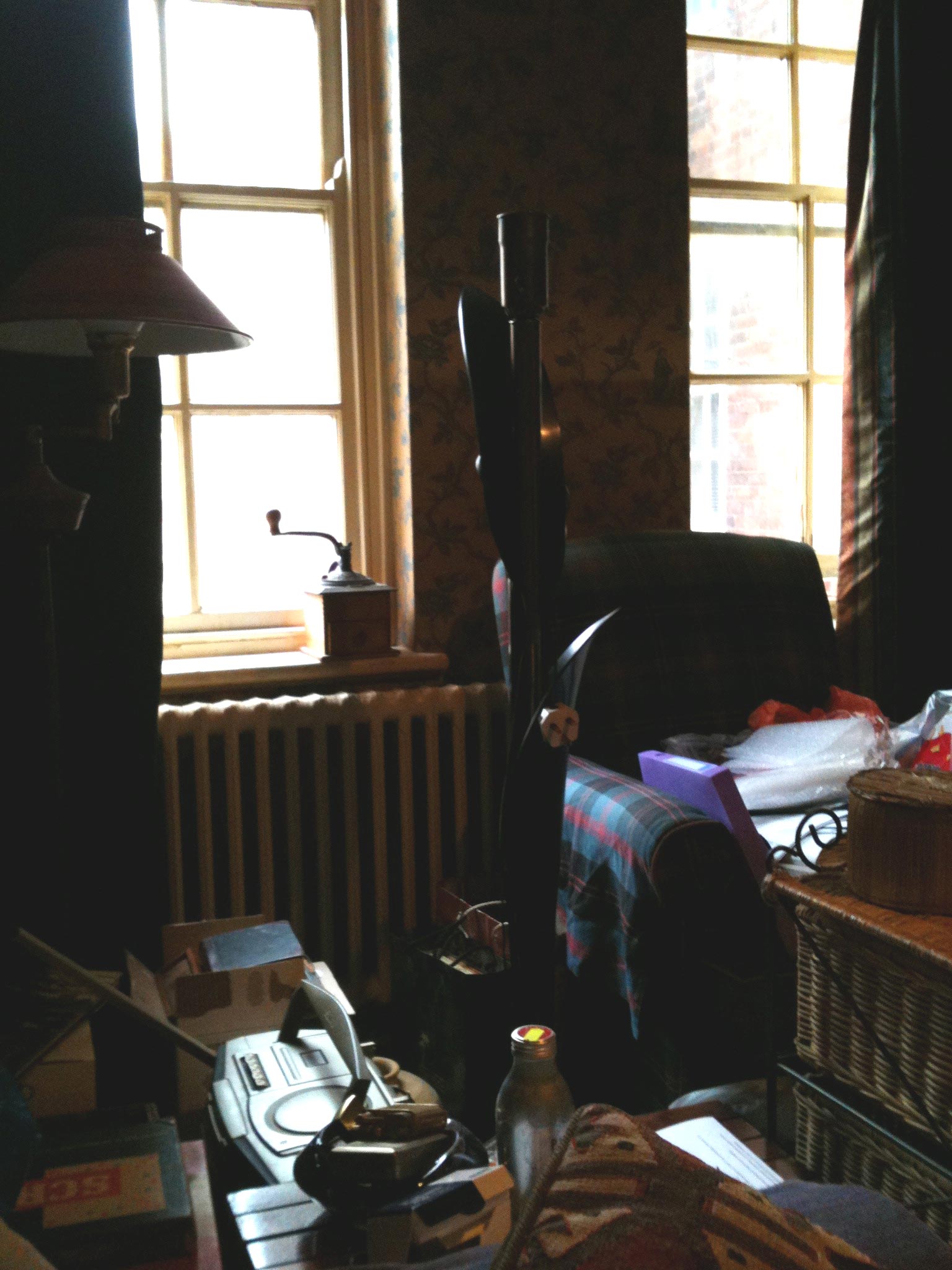 The interior of her father’s flat in Pimlico, London which is filled with his possessions