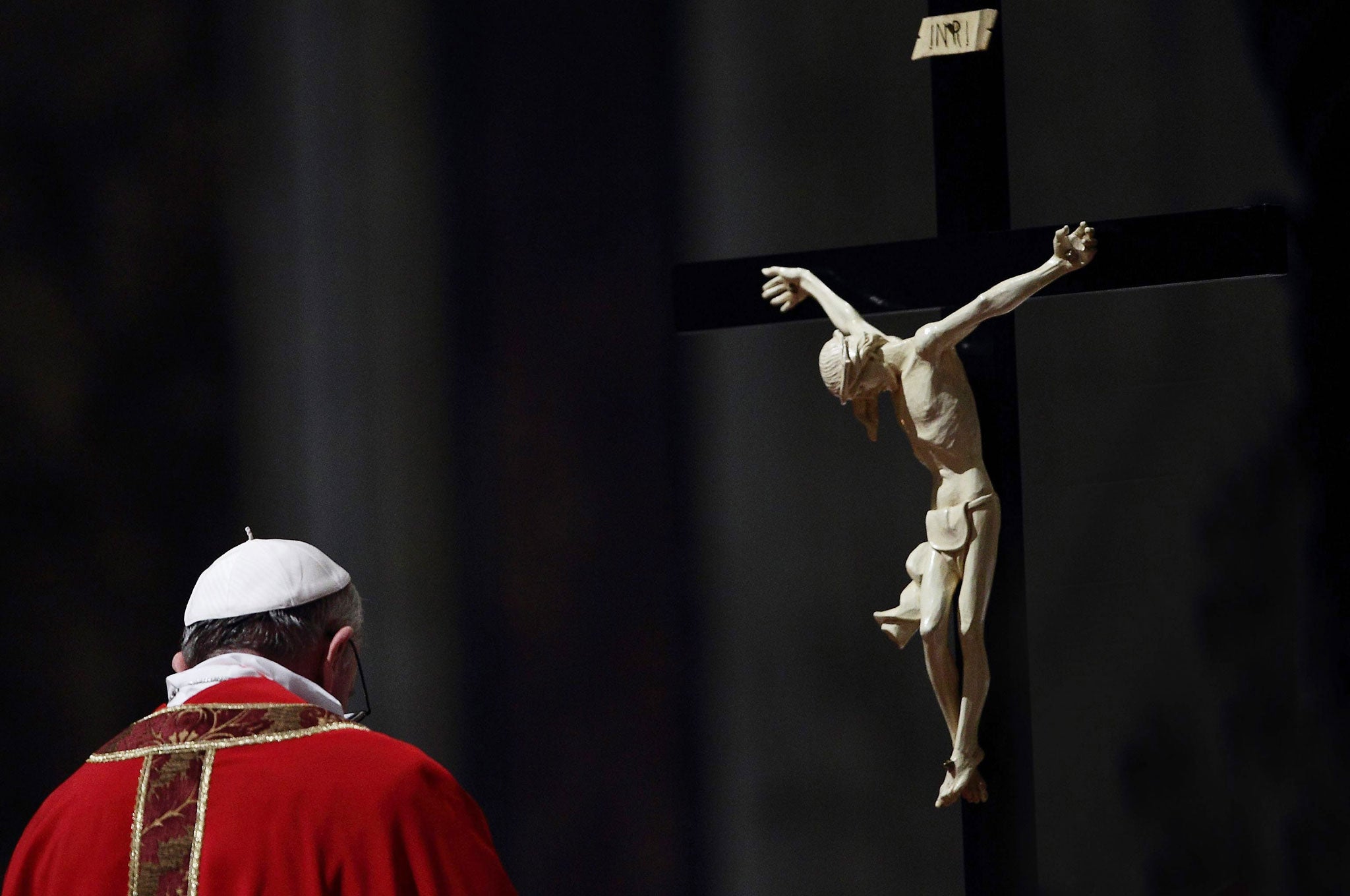 Pope Francis at last year's Good Friday ceremony