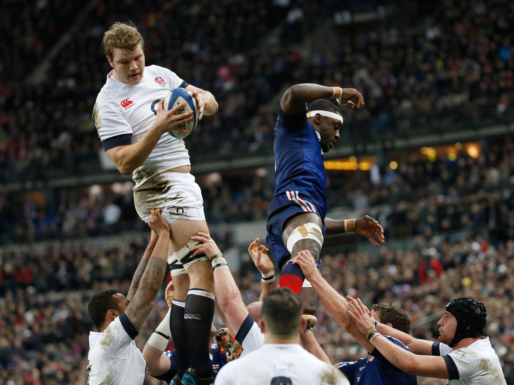 Joe Launchbury and Courtney Lawes (bottom-left) have been praised by Wales opposite number Alun Wyn Jones ahead of the Six Nations encounter between England and Wales