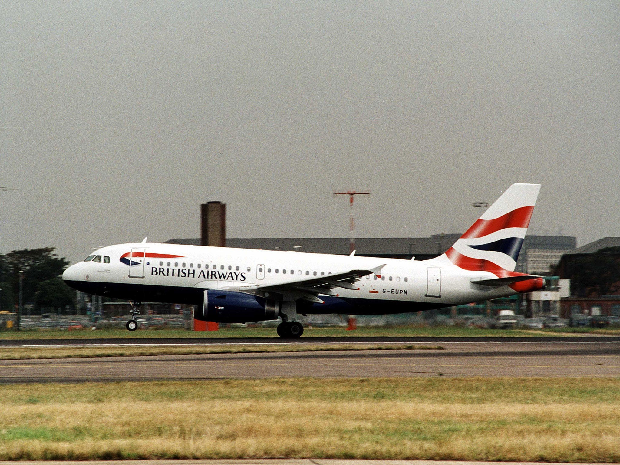 File image: A British Airways Airbus comes in to land at Heathrow airport in London. A BA flight had to make an emergency landing at the airport after it experienced an 'engine surge' during take-off