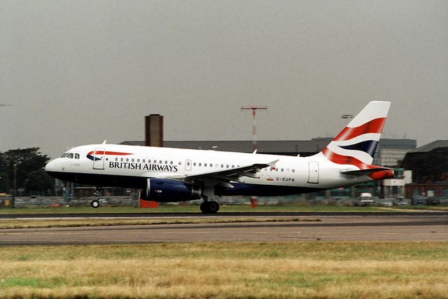 File image: A British Airways Airbus comes in to land at Heathrow airport in London. A BA flight had to make an emergency landing at the airport after it experienced an 'engine surge' during take-off