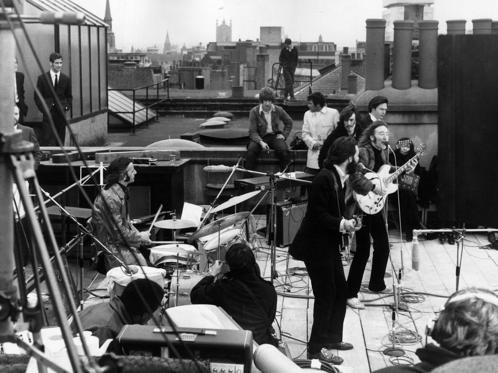 Let it be: The Beatles on the roof of the Apple Corps building in 1969