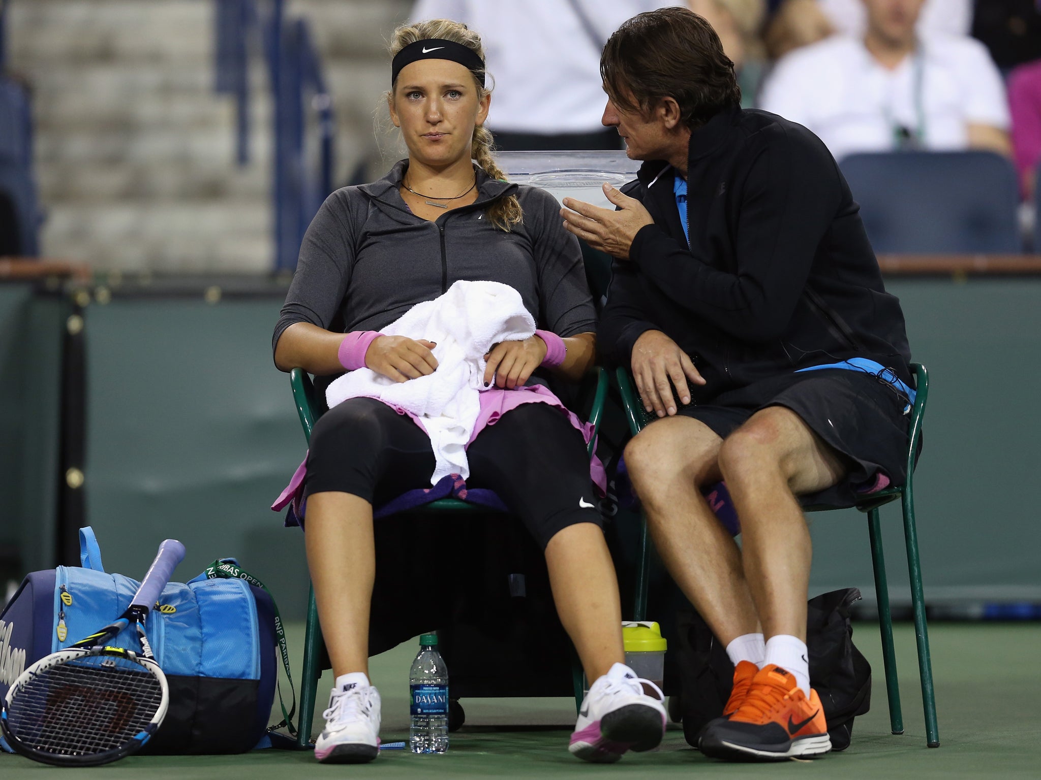 Victoria Azarenka was forced to pull out of the BNP Paribas Open at Indian Wells