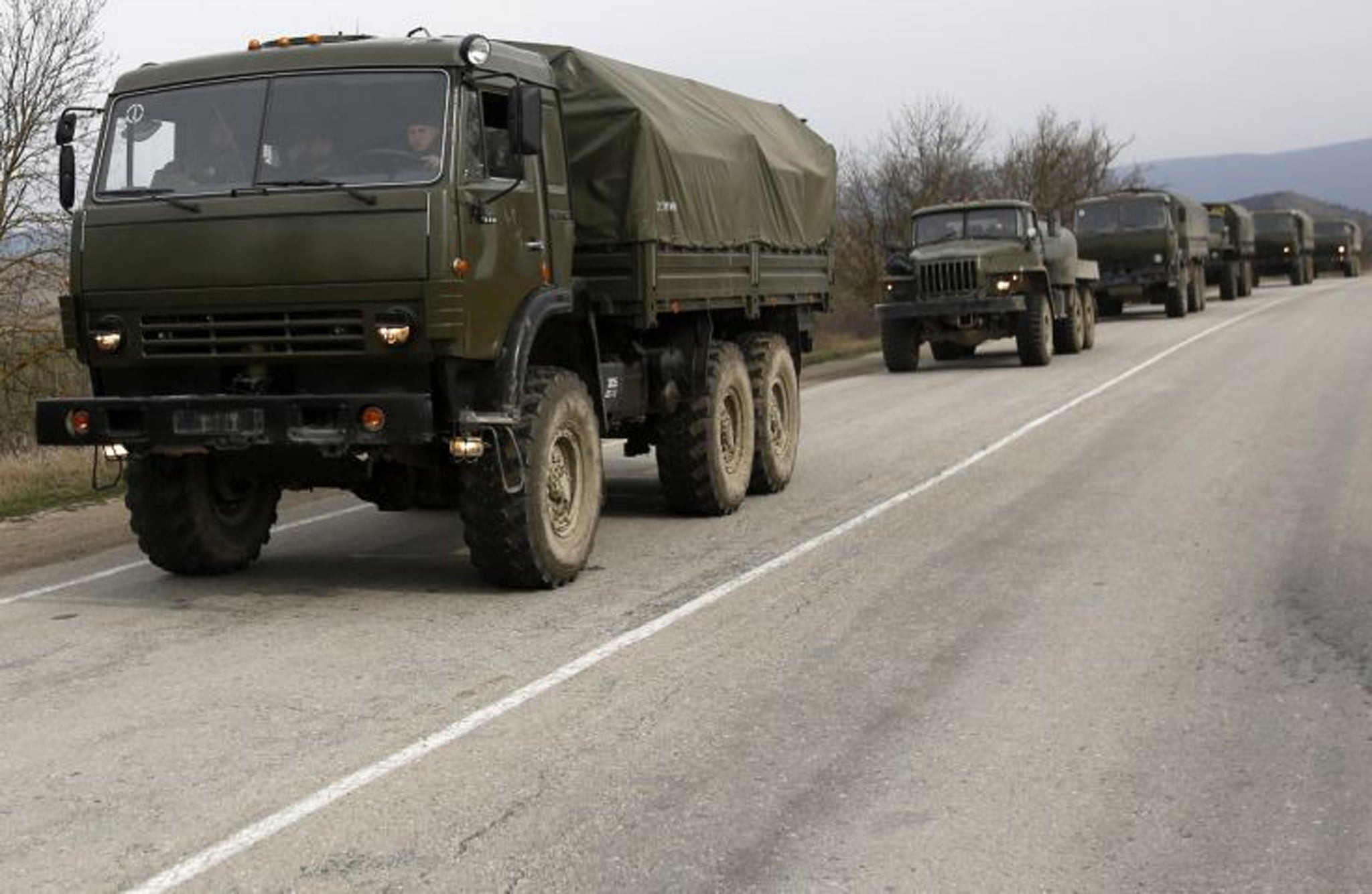 Convoy on the road from Feodosia to Simferopol