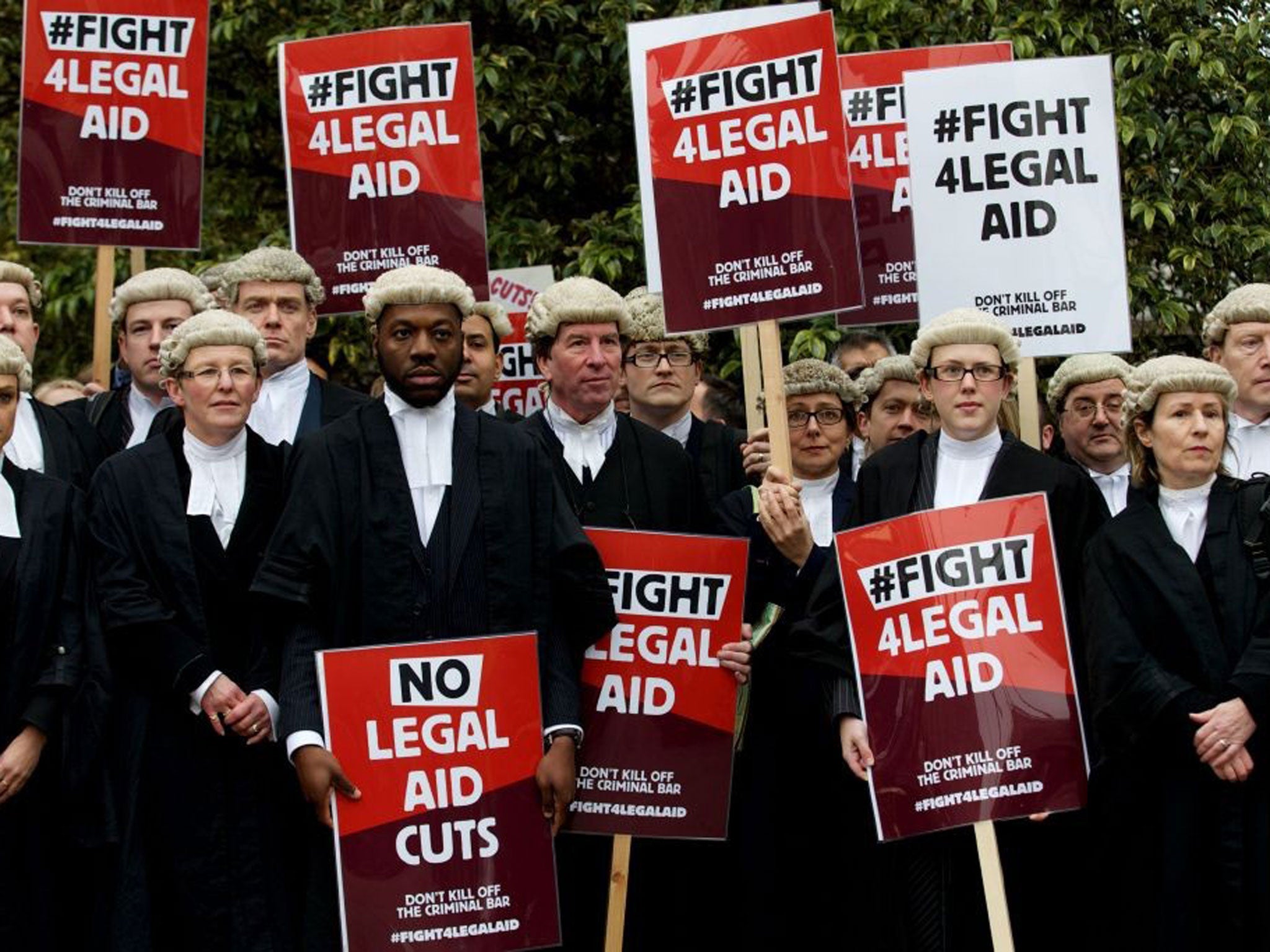 Barristers and solicitors protesting outside Parliament last week