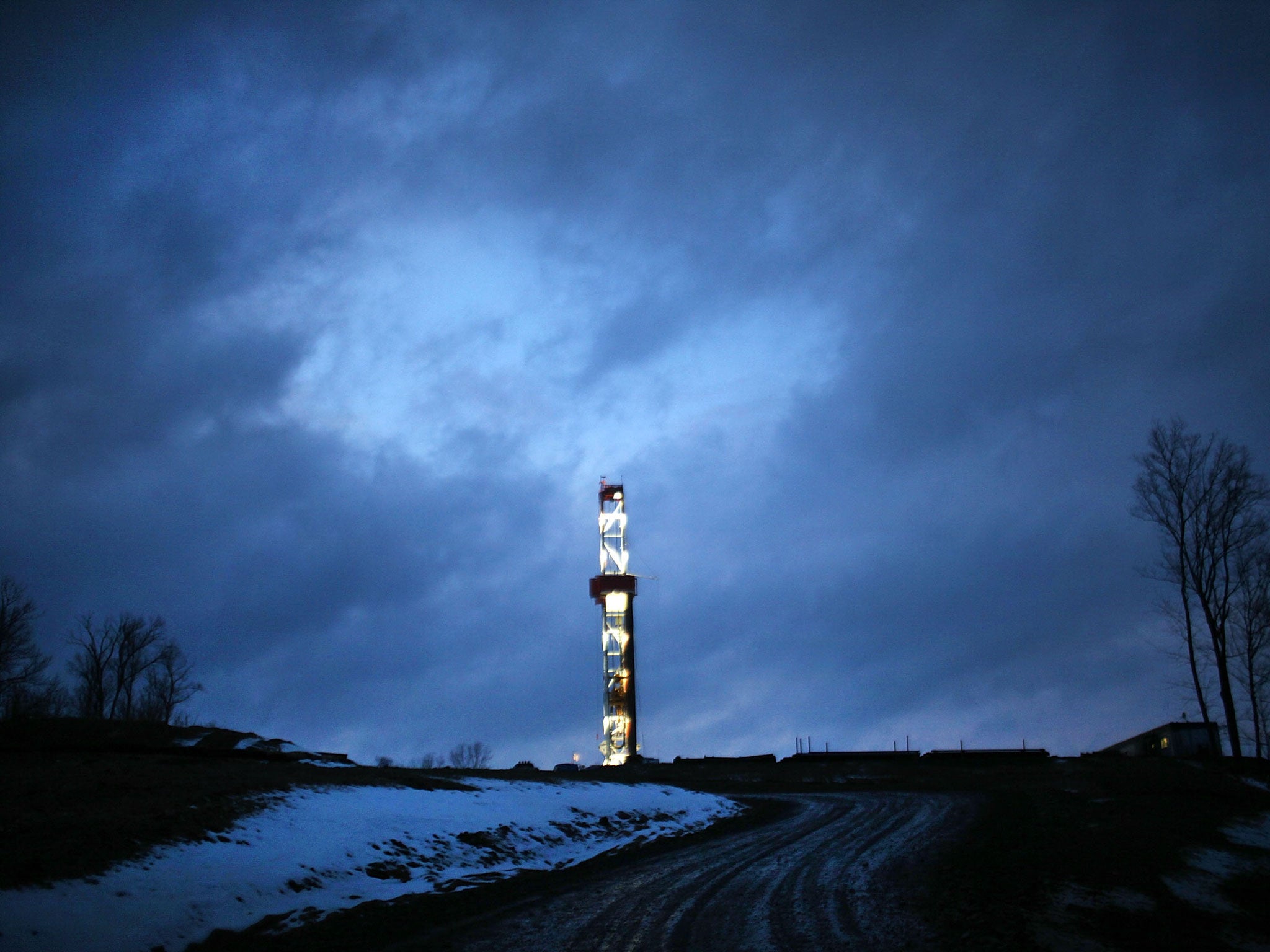 A Cabot Oil and Gas natural gas drill is viewed at a hydraulic fracturing site, here in Springville, Pennsylvania (Getty Images)