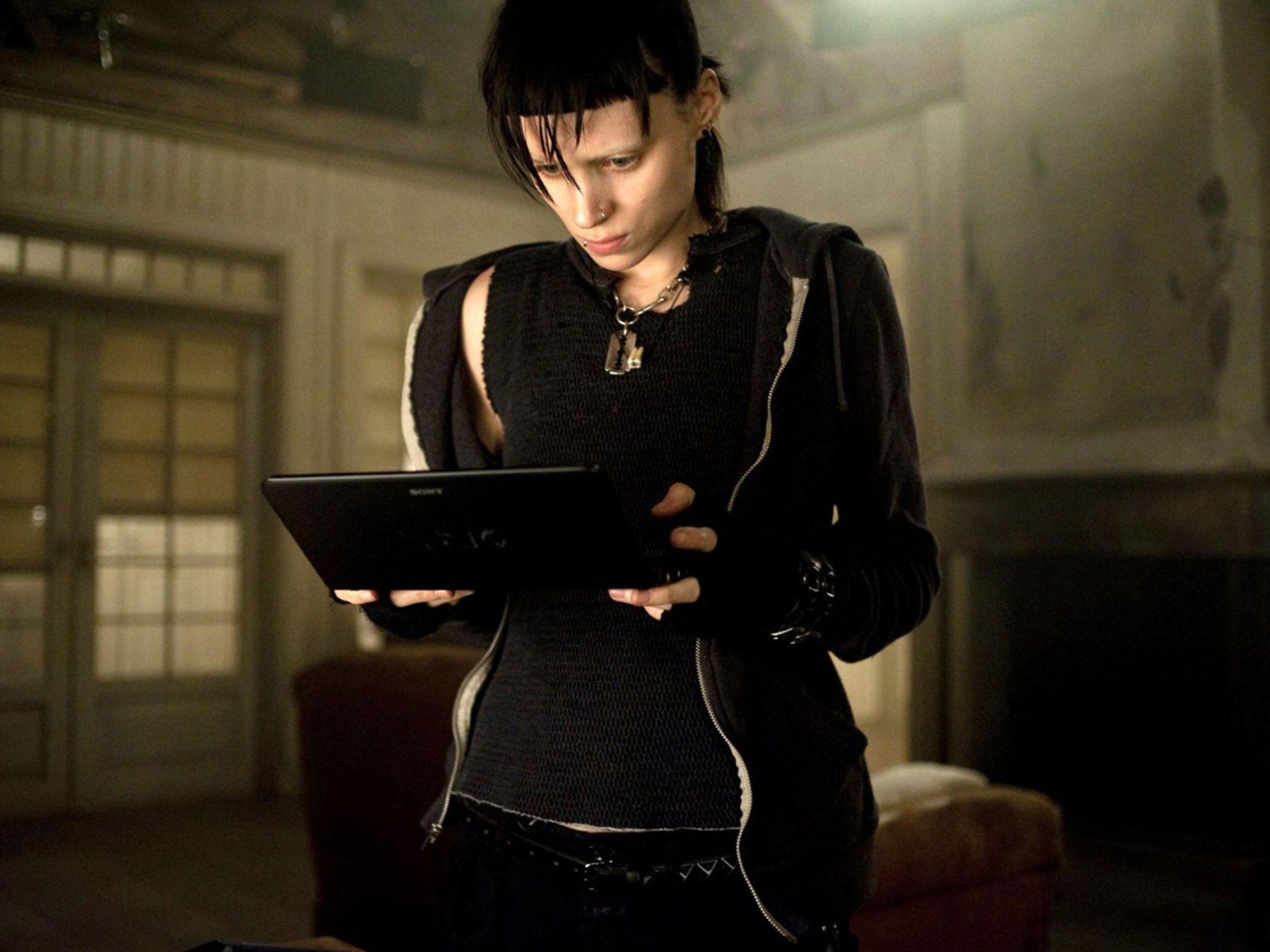 Rooney Mara as Lisbeth Salander in the film version of Girl with a Dragon Tattoo
