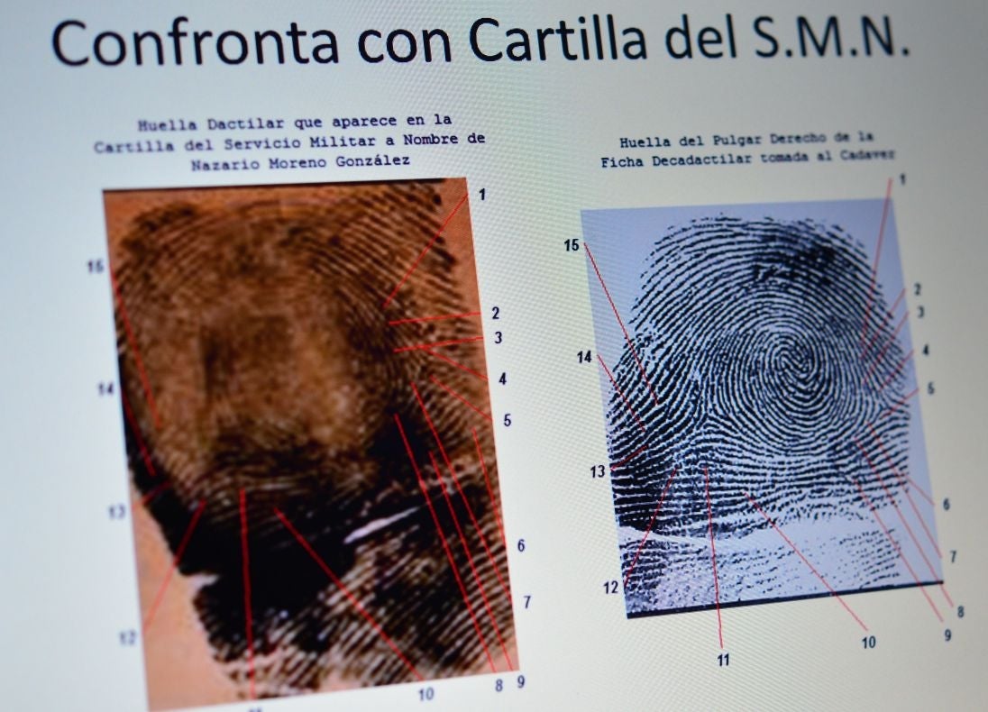 The alleged fingerprints of Nazario Moreno