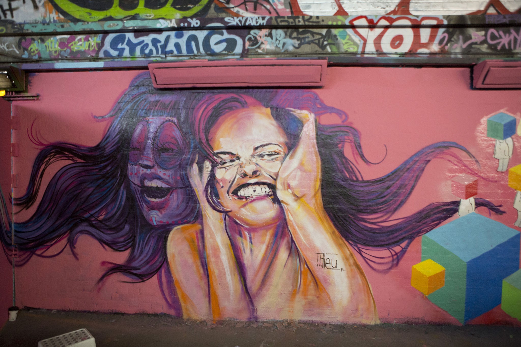 A mural painted in south London's Leake Street Tunnel as part of all-female street event Femme Fierce
