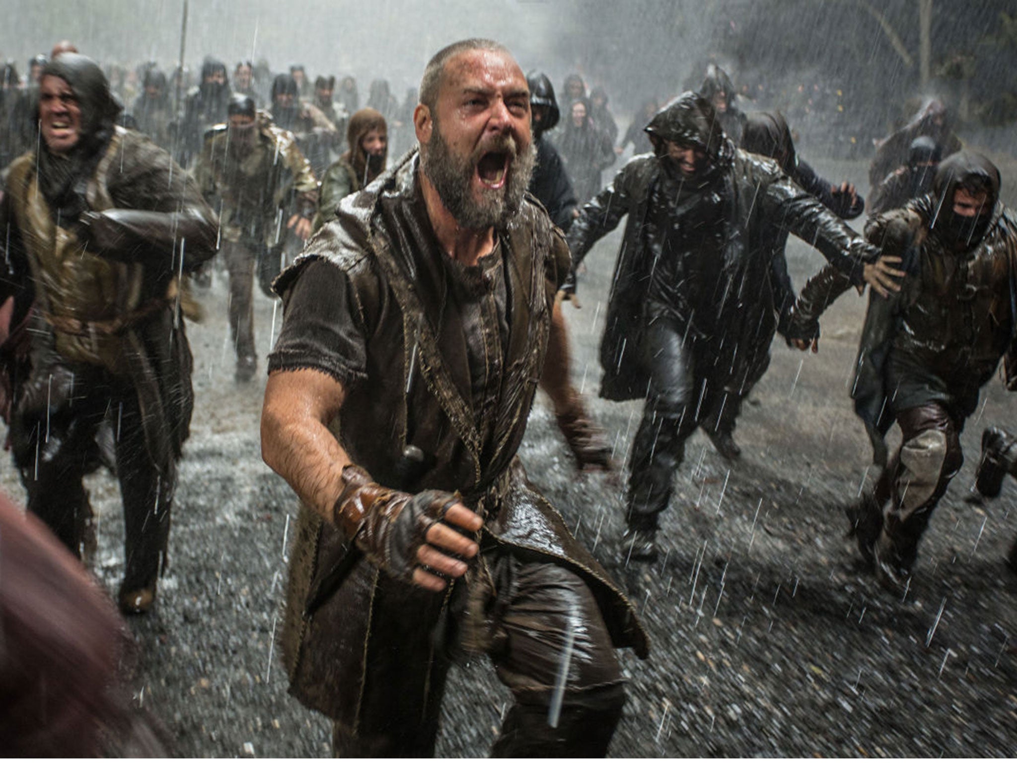 Russell Crowe in a dramatic scene from Darren Aronofsky's Noah