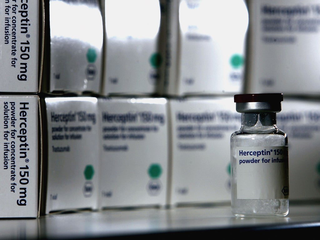 Stocks of the drug Herceptin are displayed in the satellite pharmacy at the Western General Hospital June 9, 2006 in Edinburgh, Scotland. The drug is to be made available on the NHS in Scotland for all women with early forms of breast cancer.