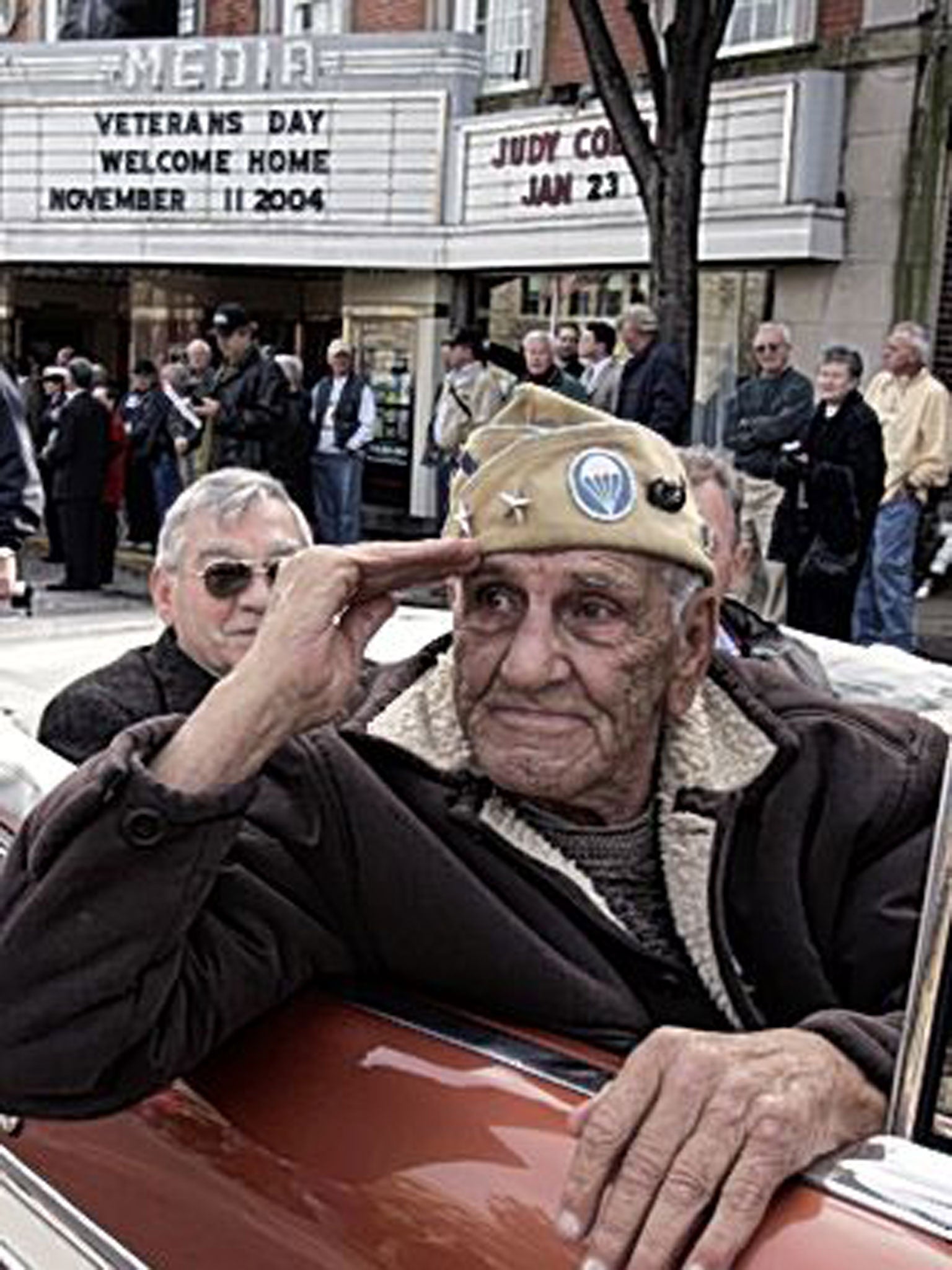 Guarnere takes part in a Veterans Day parade in Media, Pennsylvania in 2004