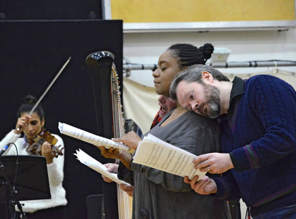 Village people: Gweneth Ann Jeffers and Paul Carey Jones in rehearsals for 'Under Milk Wood: an Opera'