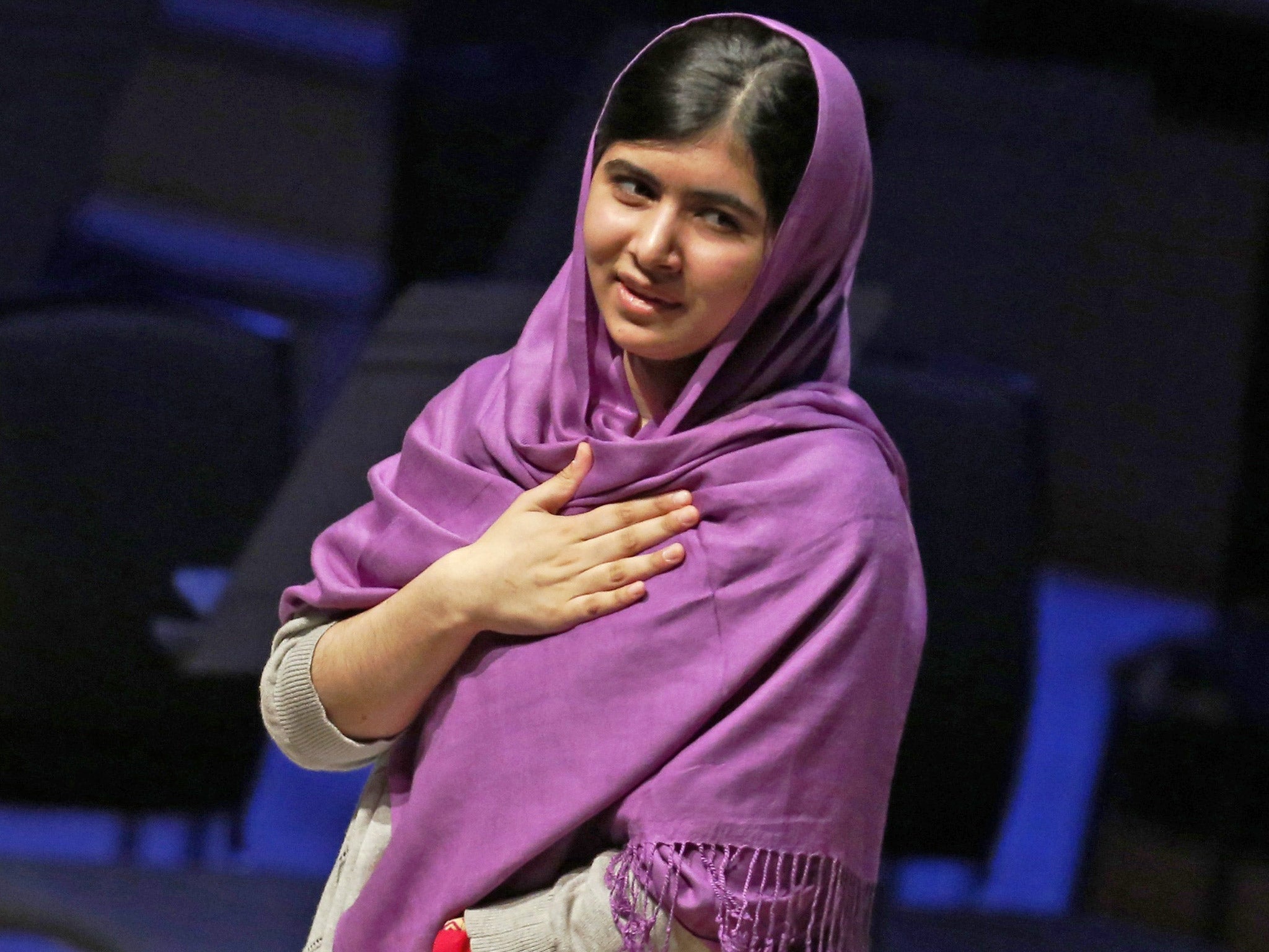 Malala Yousafzai speaks during the Women of the World Festival at the Southbank Centre in London