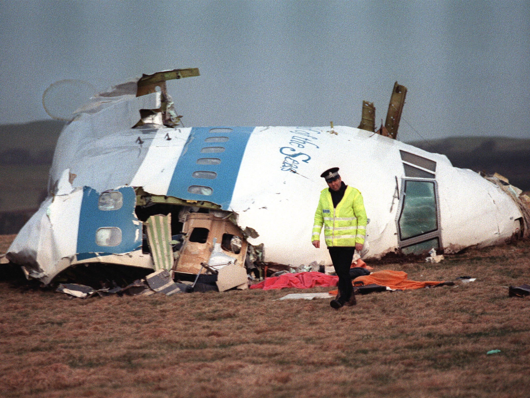 Wreckage of Pan Am Flight 103 near Lockerbie in 1989