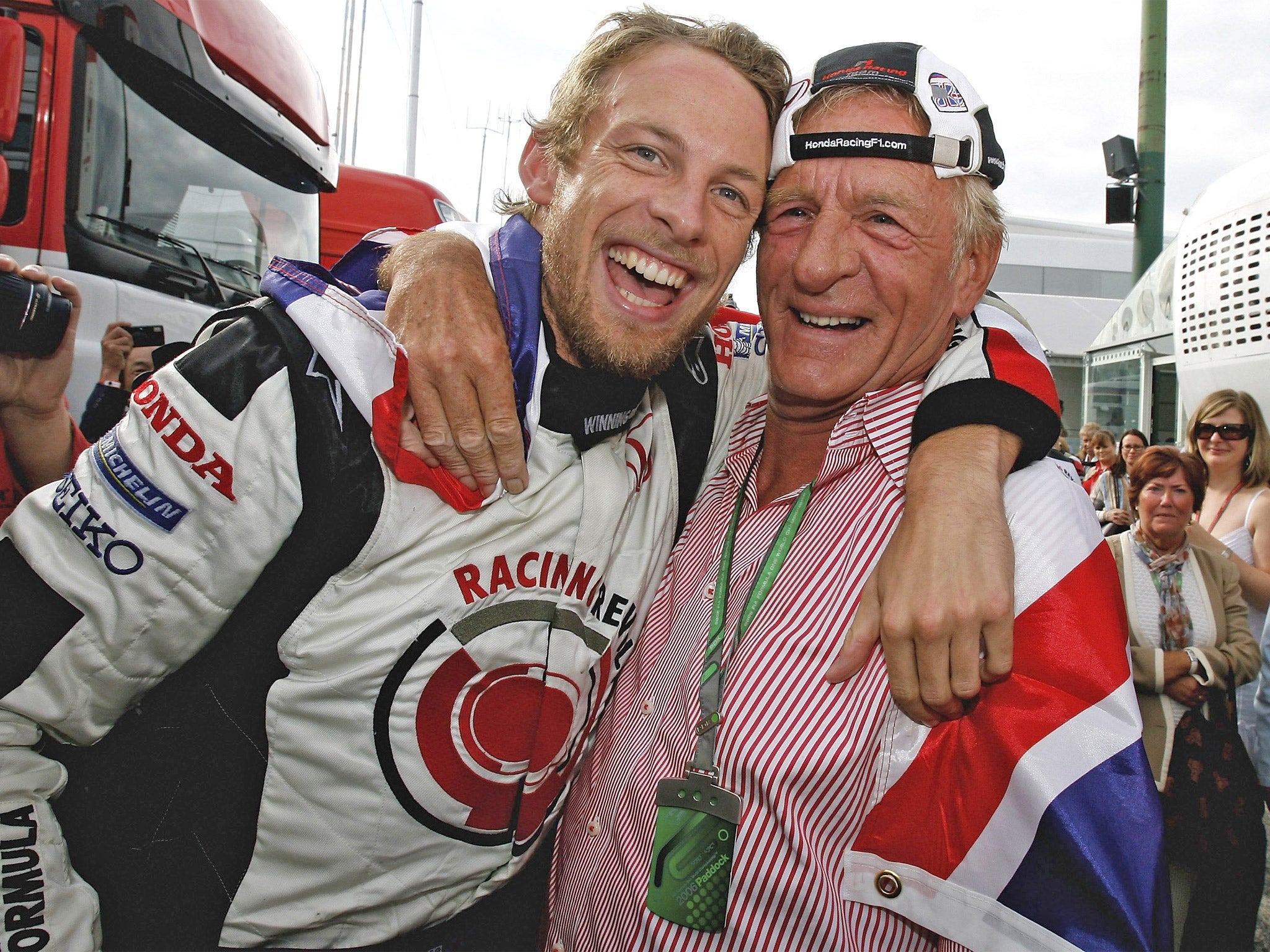 Jenson Button with his father John, who was a hugely popular figure in the paddock