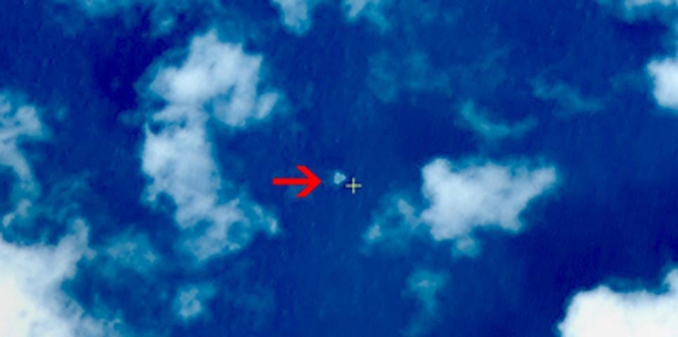 A satellite image showing the suspected crash sea area. Search teams found no sign of any wreckage 