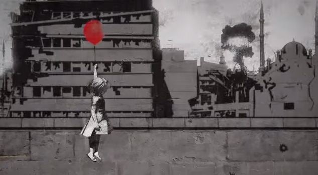 Banksy has recreated one of his most famous artworks for the #WithSyria campaign