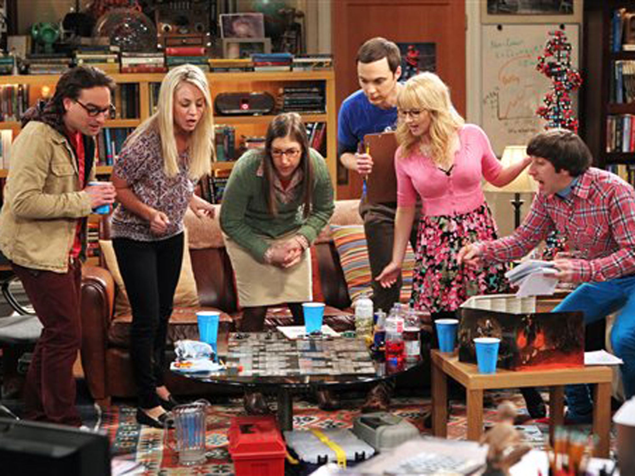 The cast of The Big Bang Theory in a still from the show
