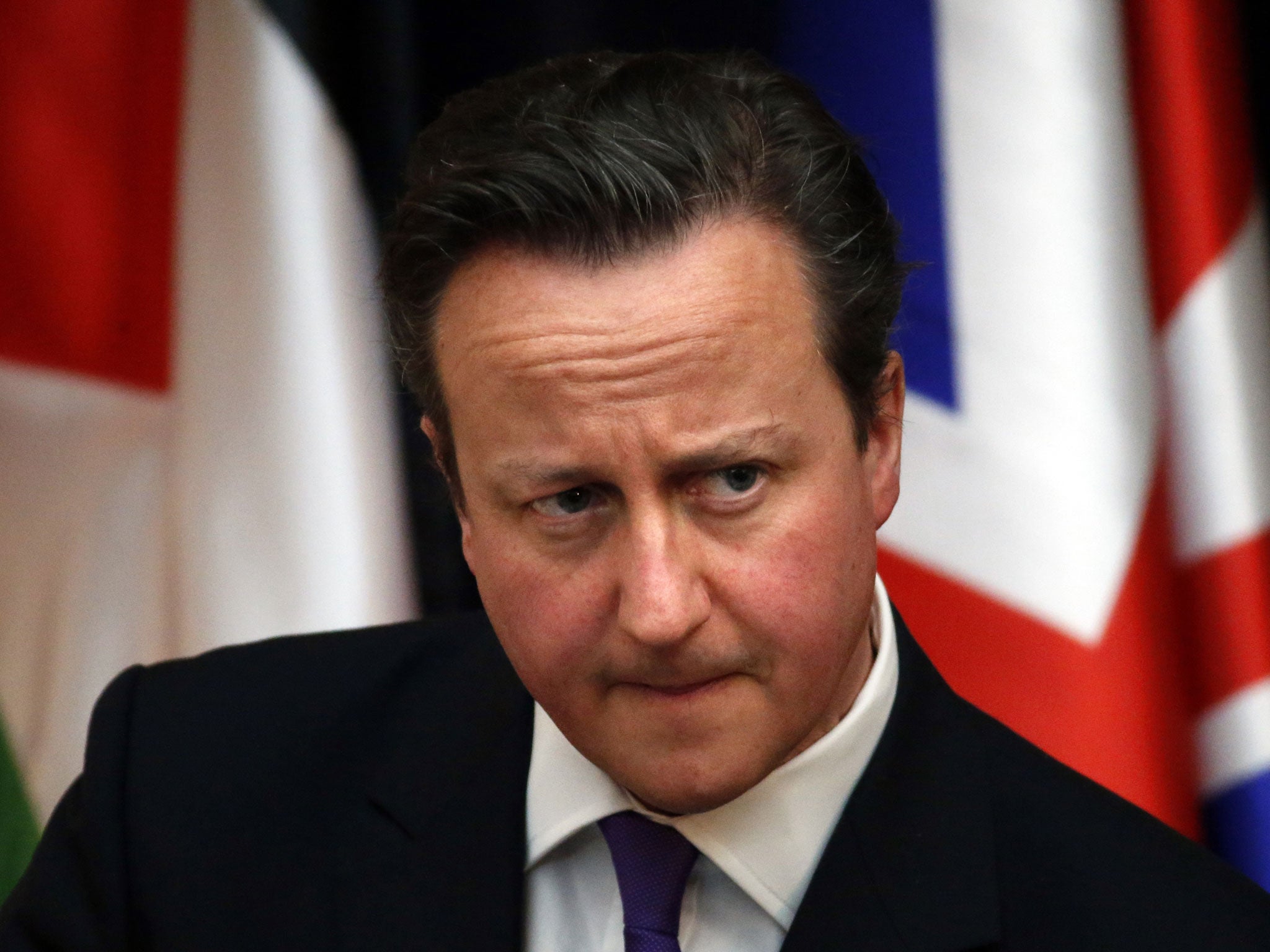 British Prime Minister David Cameron delivers a speech during a joint press conference in Palestine on 13 March, 2014.