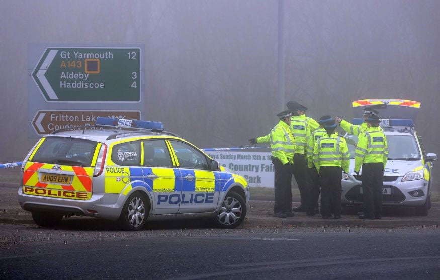 Four people died after a helicopter came down in thick fog in Gillingham, Norfolk