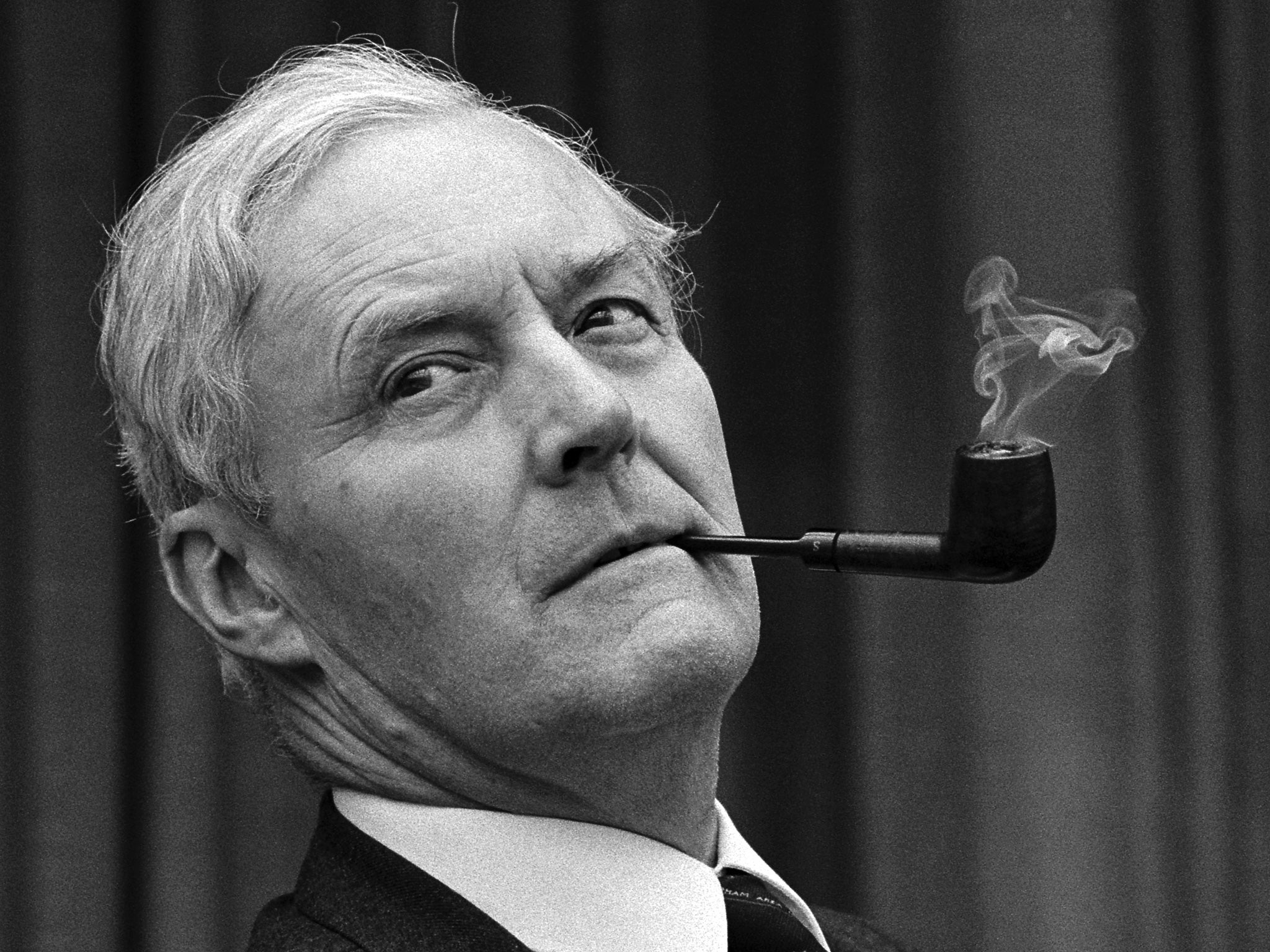 May 1998: Tony Benn smokes his pipe during a conference at the Marina Leisure Centre in Great Yarmouth
