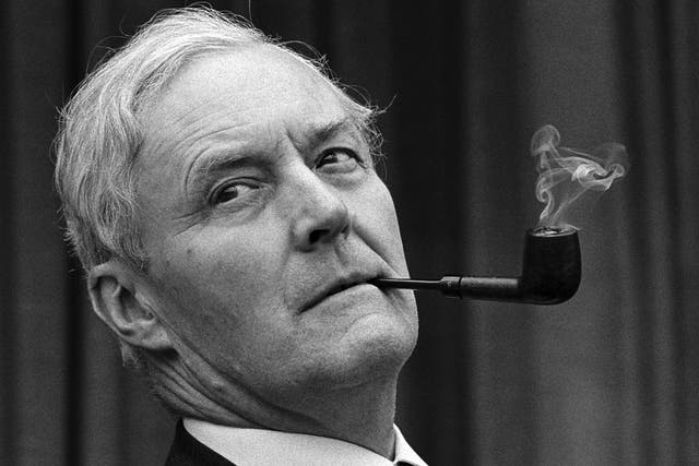 May 1998: Tony Benn smokes his pipe during a conference at the Marina Leisure Centre in Great Yarmouth