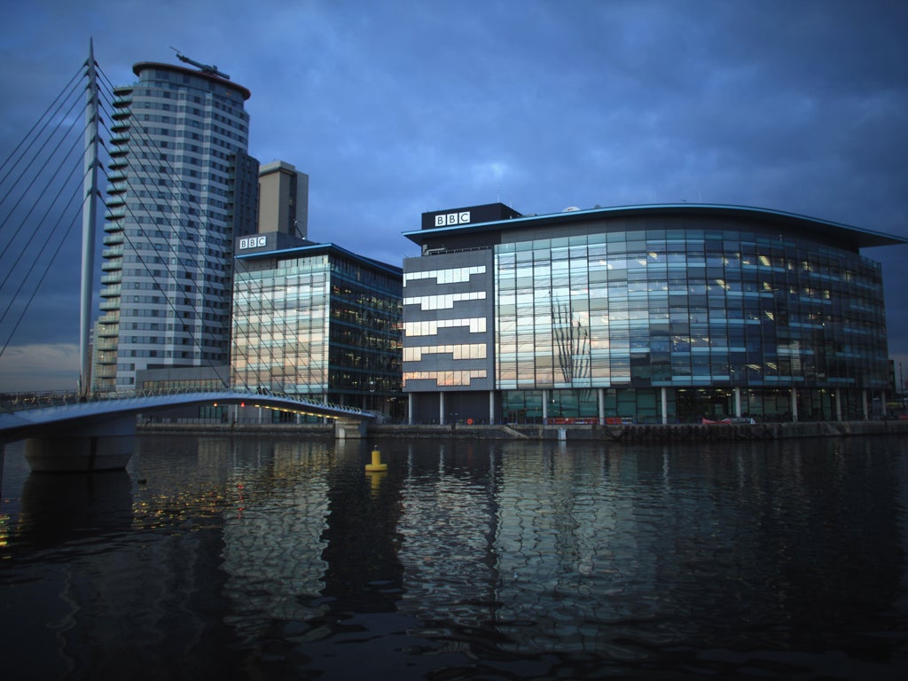 A general view of the BBC studios complex at Media City in Salford, England.