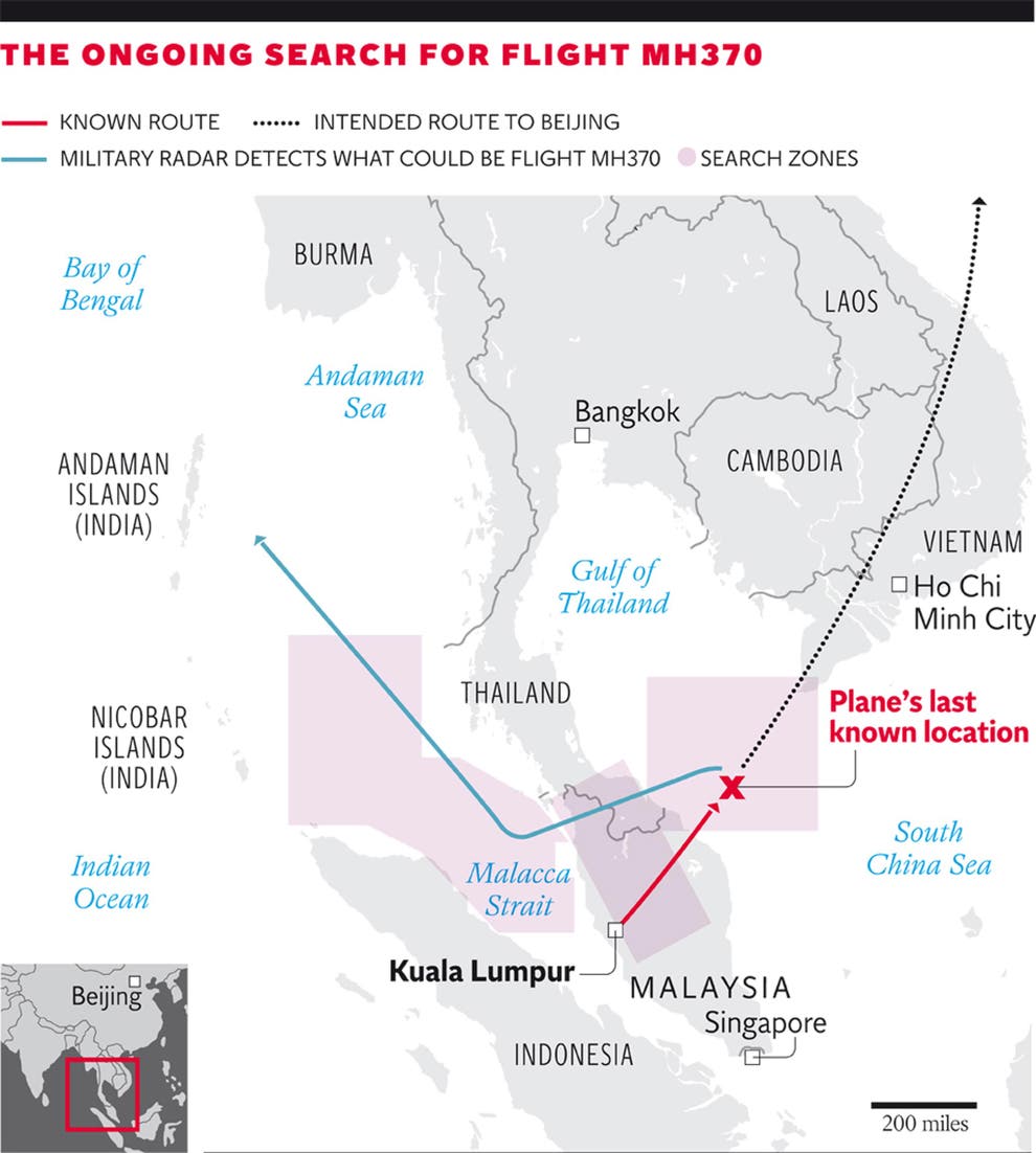 Missing Malaysia Airlines Flight MH370 Satellite ‘pings sent five