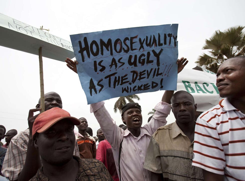 Anti-gay protesters rally in Jinja, east of the capital Kampala