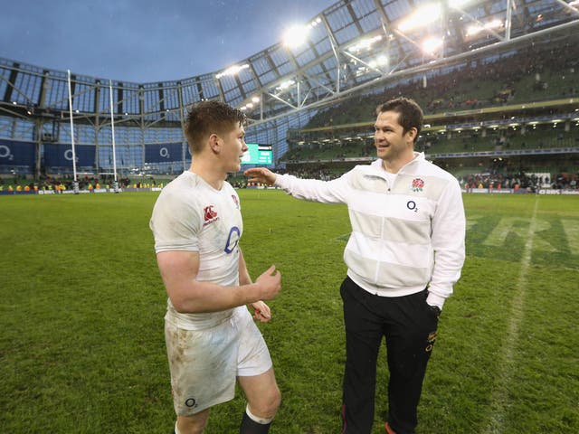 Andy Farrell (right) is a big figure in the England coaching team and
son Owen provides the same commitment on the pitch