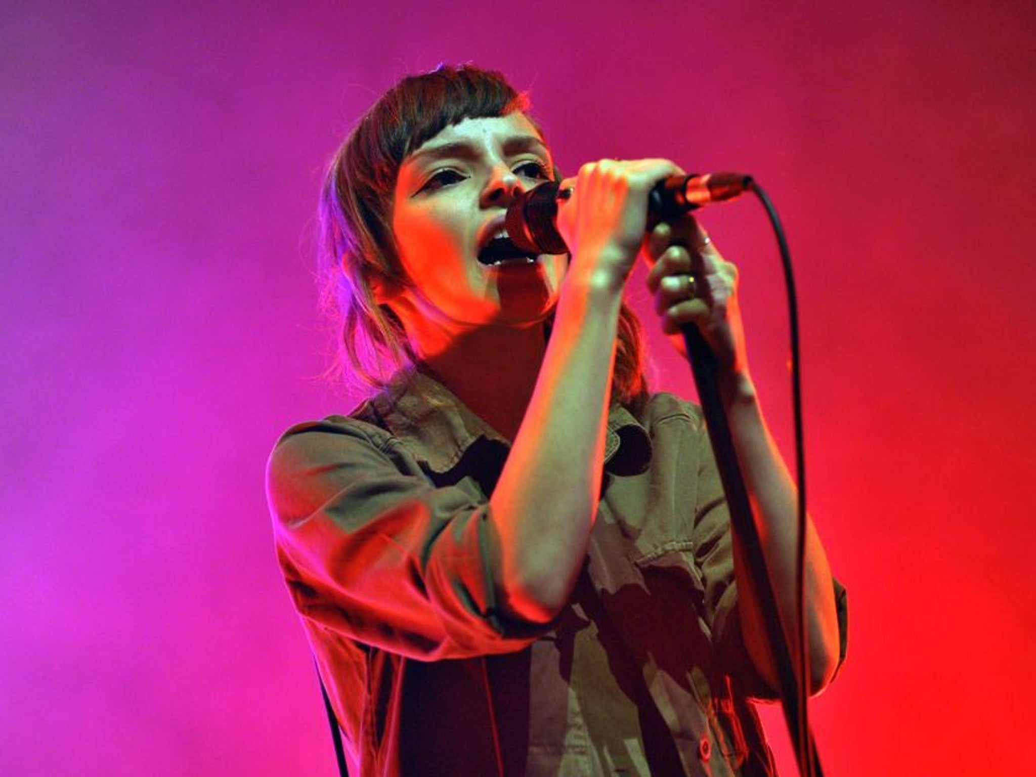 Lauren Mayberry of Chvrches performs on stage
