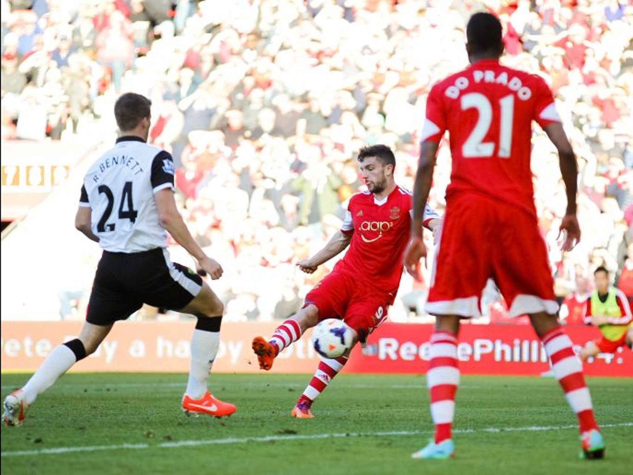 Southampton's Jay Rodriguez scores against Norwich City during the Premier League match at St Marys, Southampton (PA)