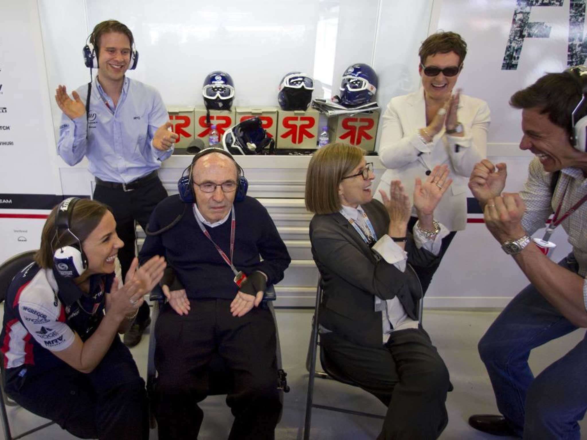 Happy family: Claire, Frank and Ginny at the Spanish Grand Prix in 2012