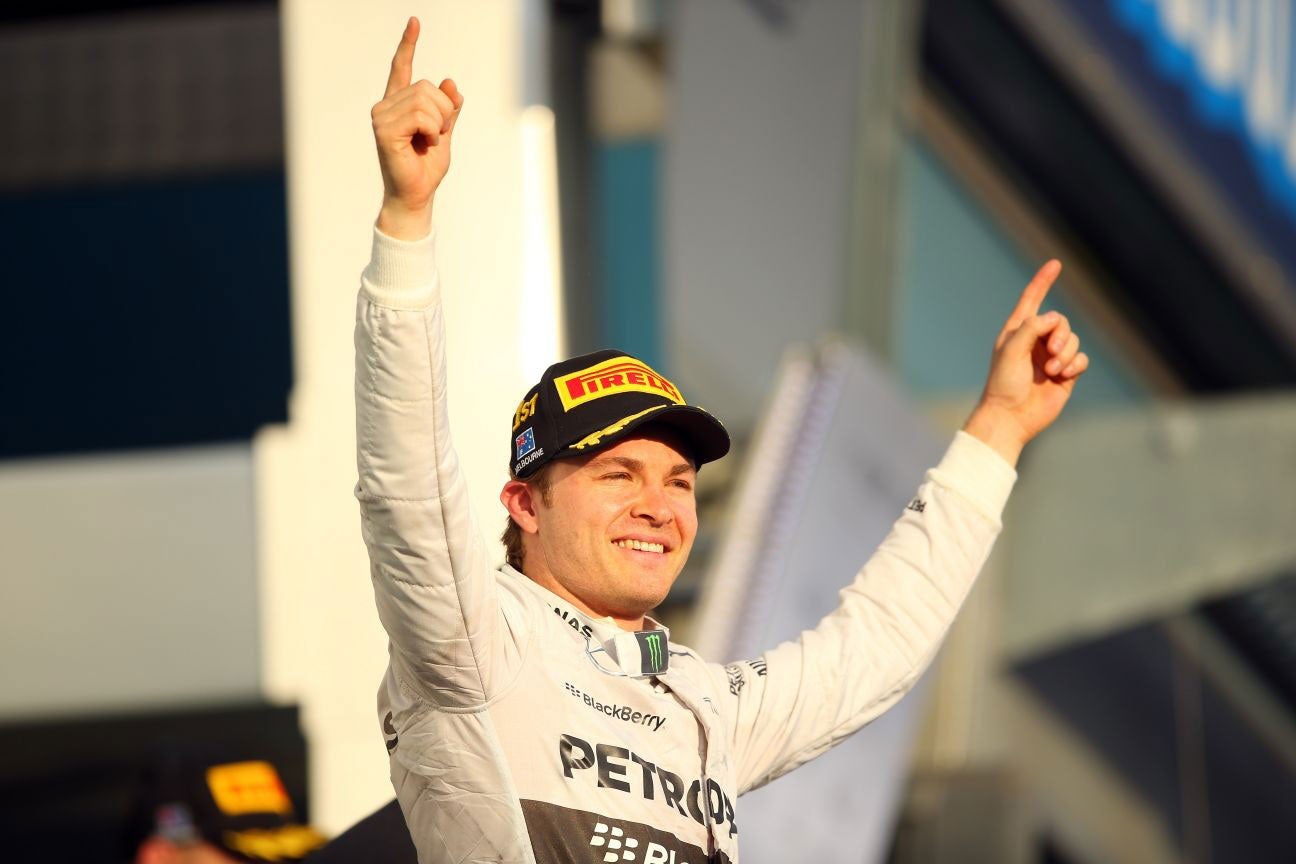 Nico Rosberg celebrates after winning the Australian Formula One Grand Prix