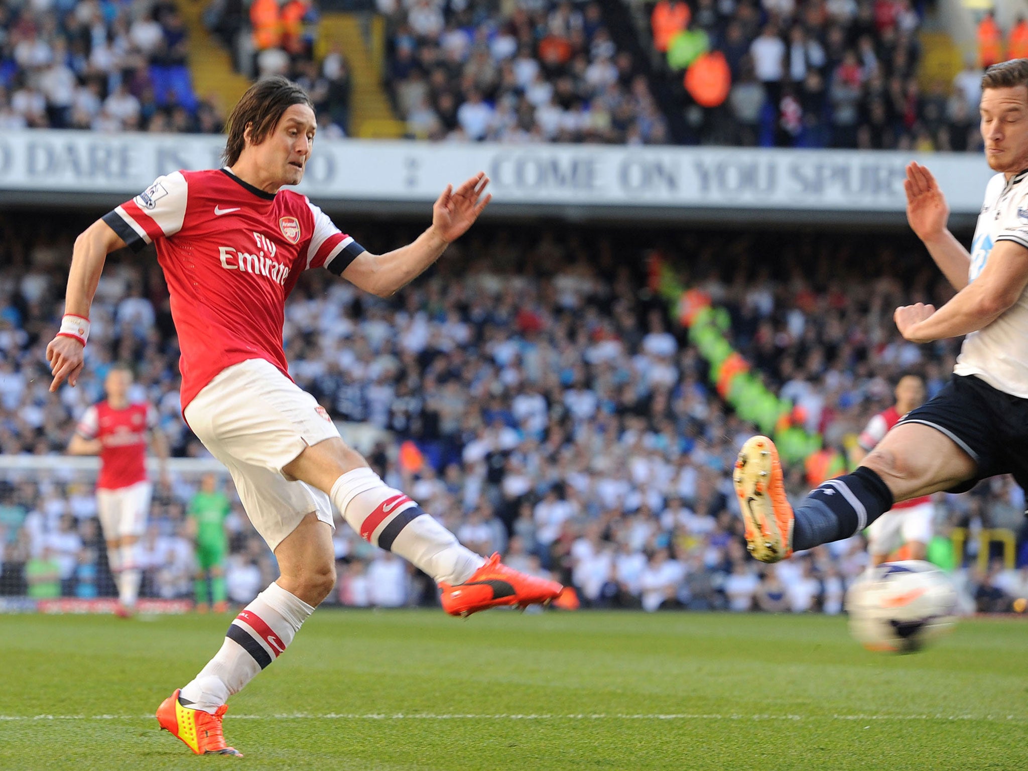 Tomas Rosicky put the Gunners ahead in the second minute against Tottenham with a rocket of a strike