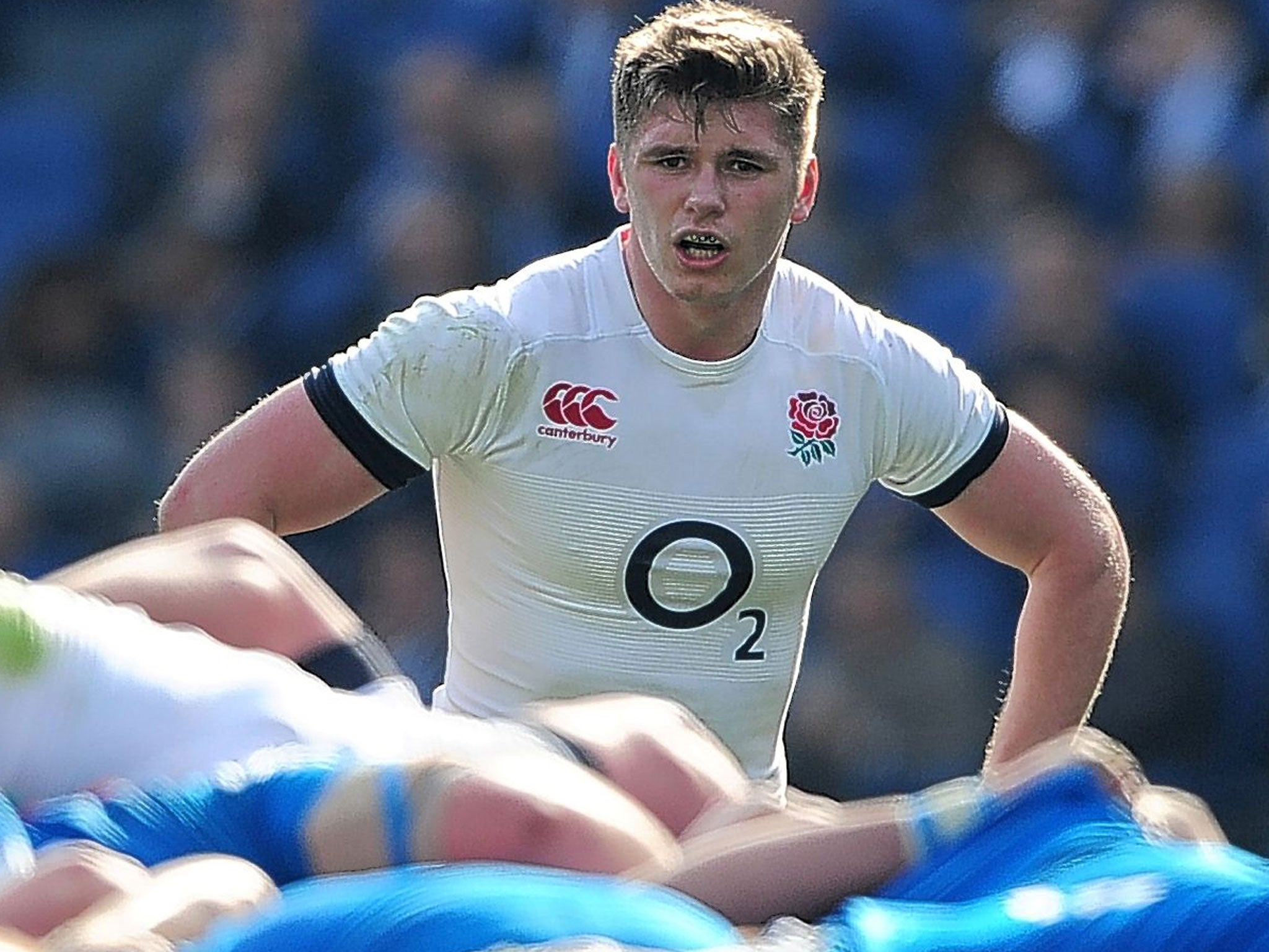 Owen Farrell surveys the scene during the victory over Italy in which he was excellent once again
