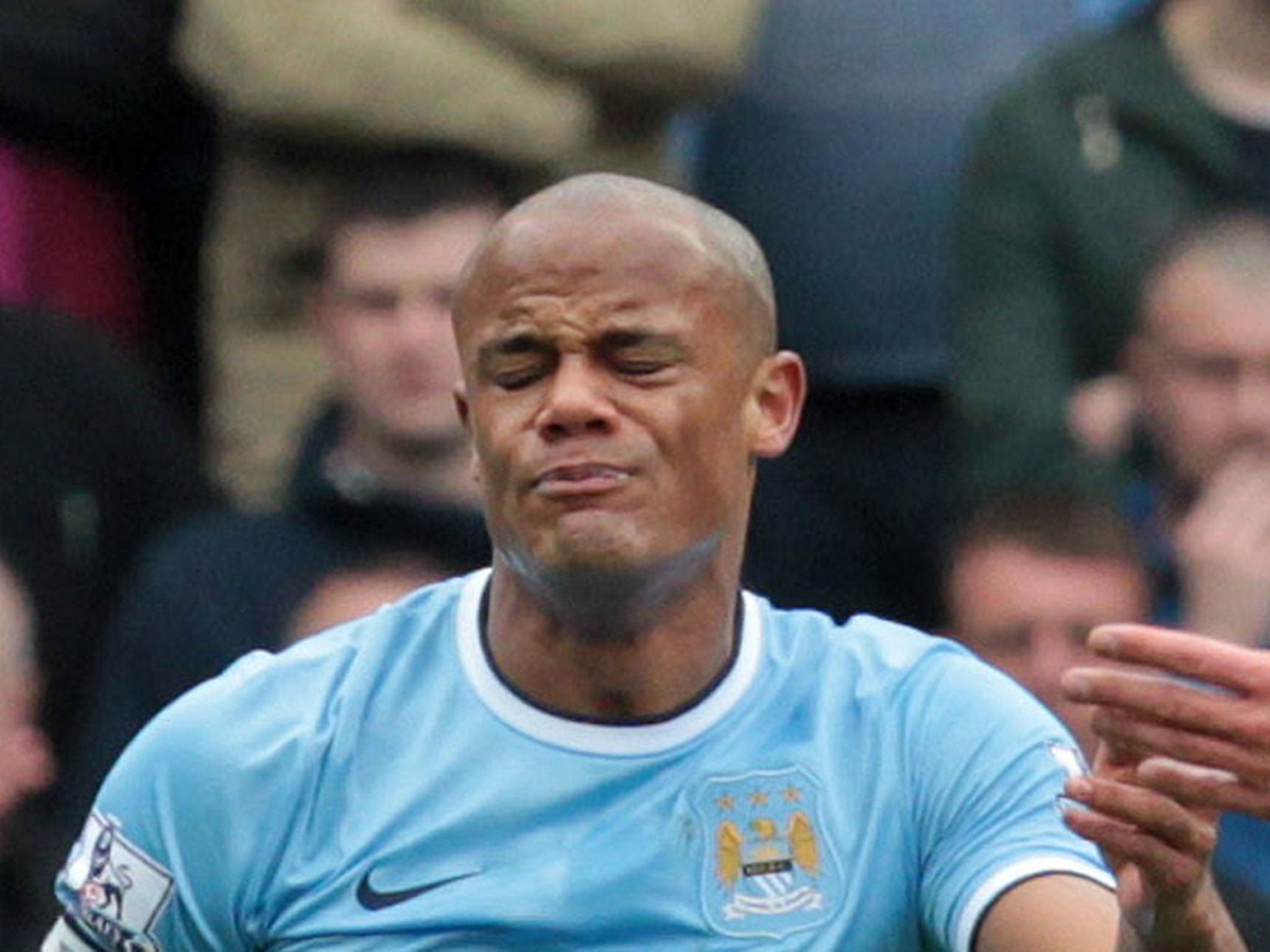 Manchester City’s Vincent Kompany appeared to make a gesture to the fourth official after his red card