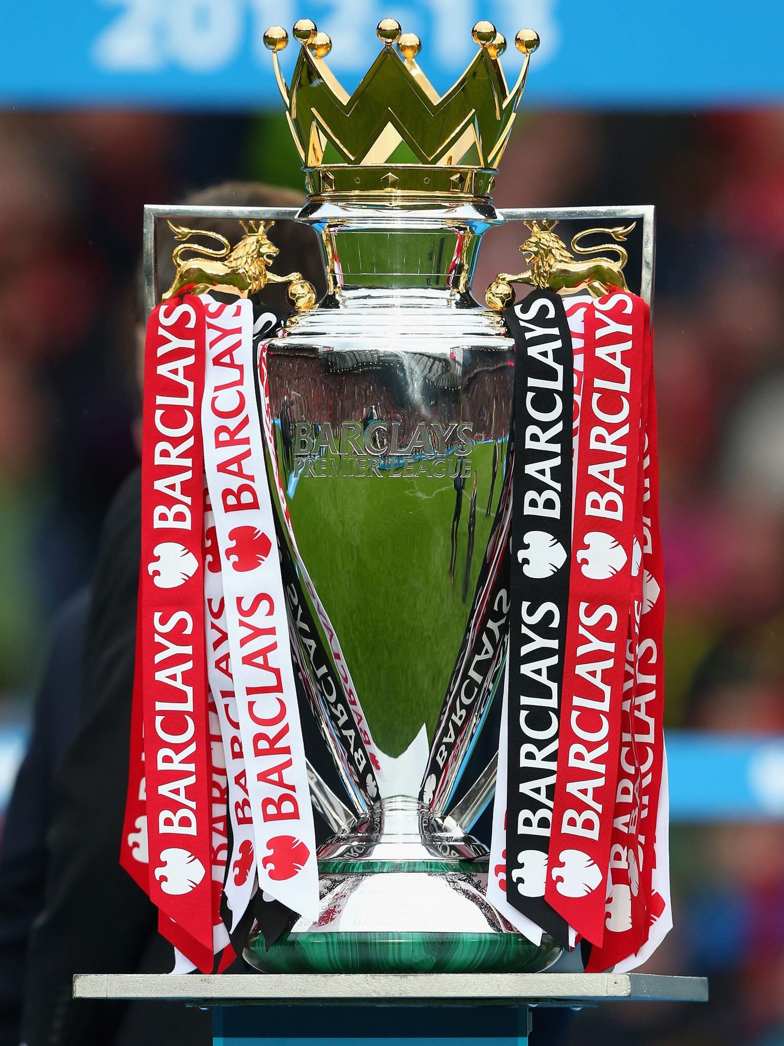 A view of the Premier League trophy
