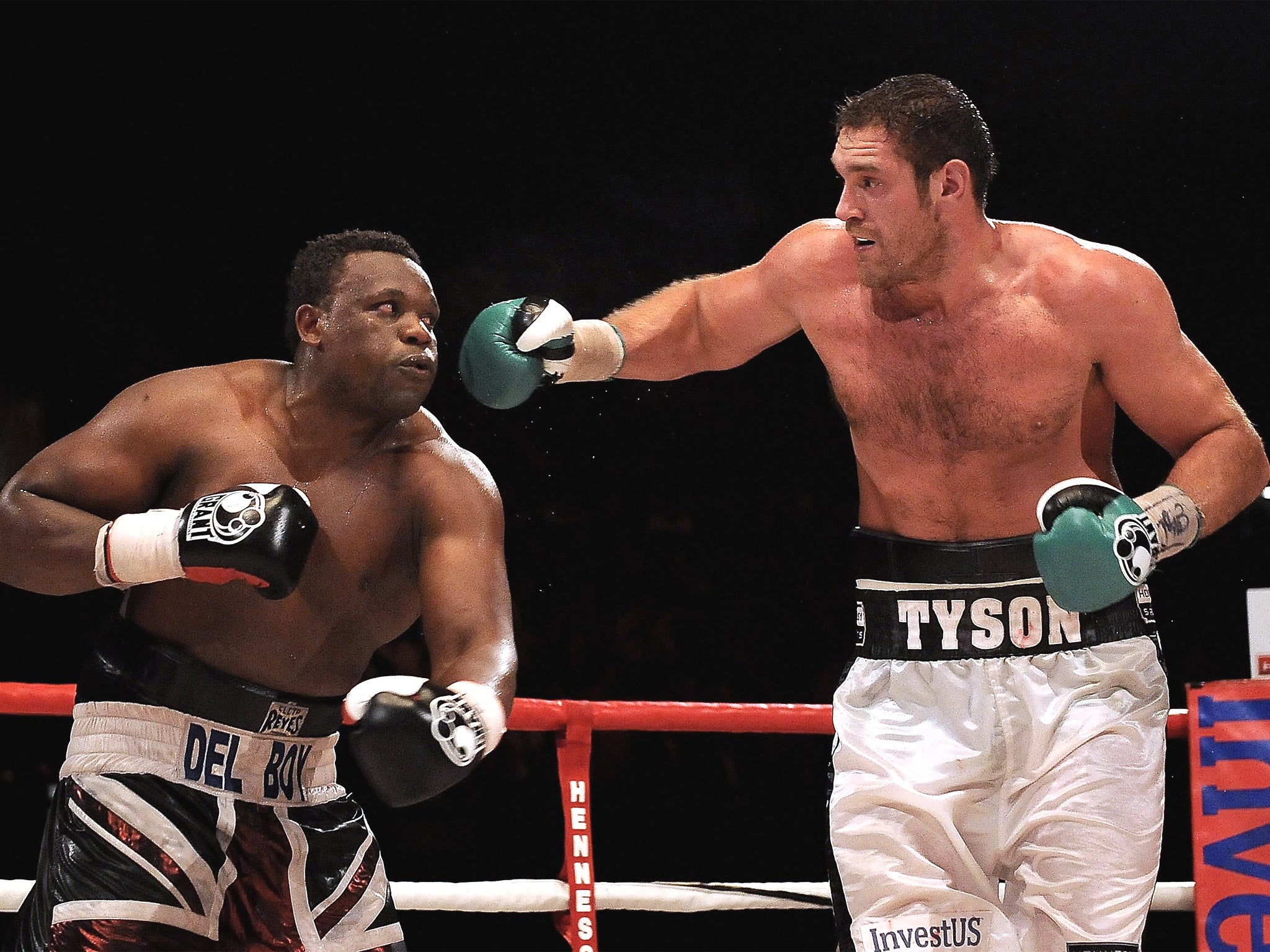 Dereck Chisora (left) has lost 30lb since the last time he fought Tyson Fury (right)