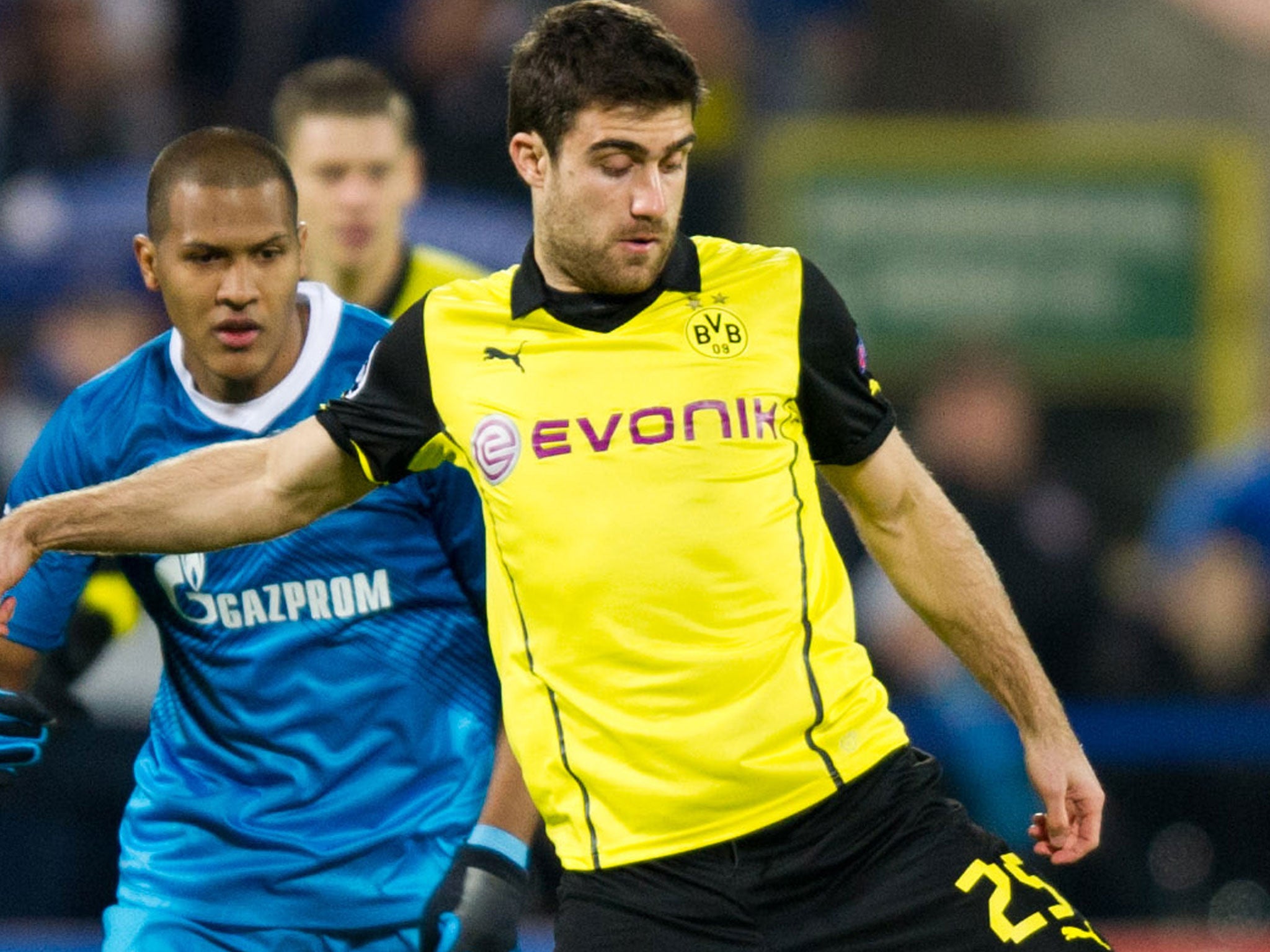 Sokratis Papastathopoulos (right) in action for Borussia Dortmund