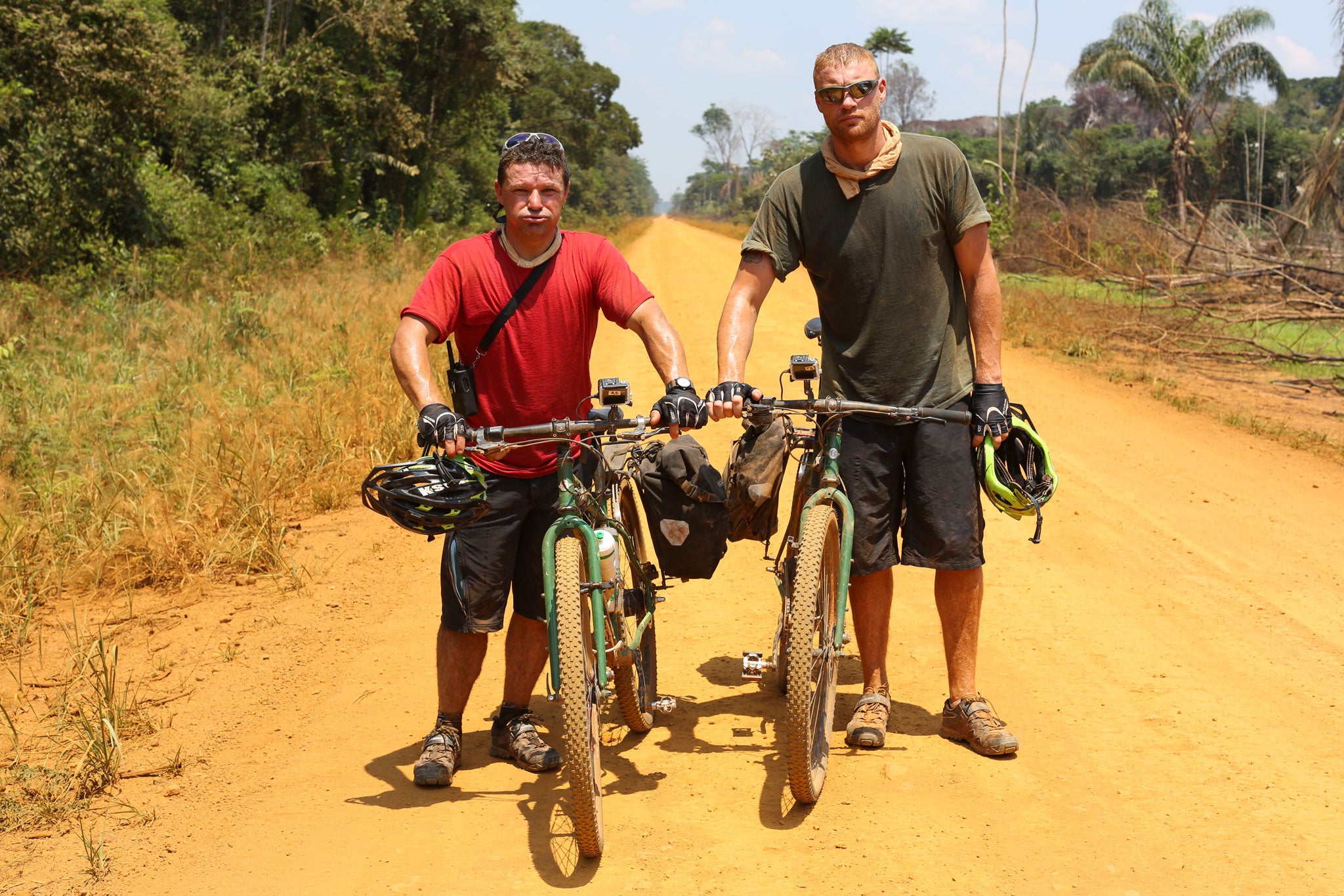 Rob and Freddie on the Trans-Amazonian Highway, near Jacareacanga