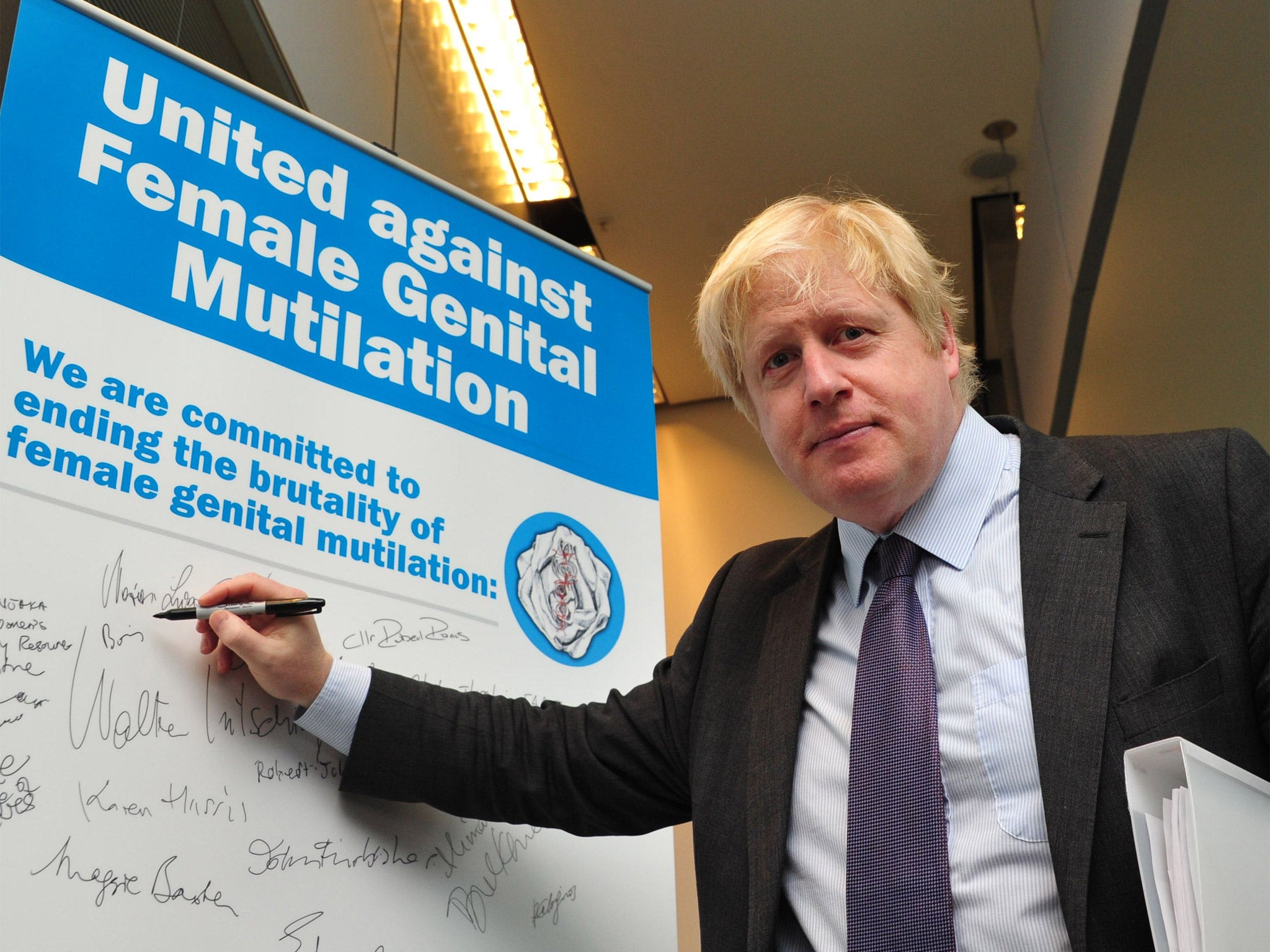 London Mayor Boris Johnson at the Uniting Against Female Genital Mutilation press conference at City Hall