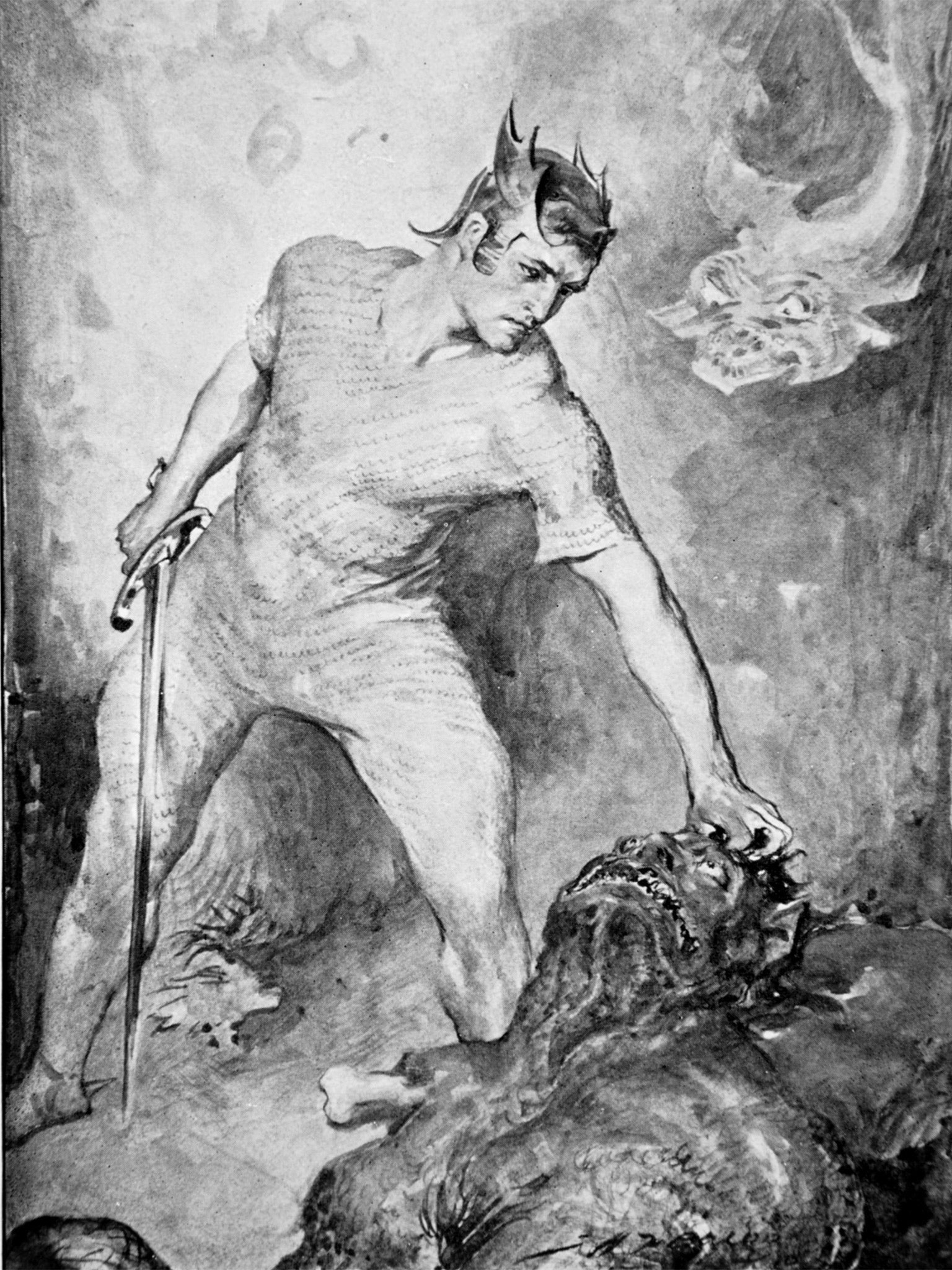 An artist's depiction of Beowulf