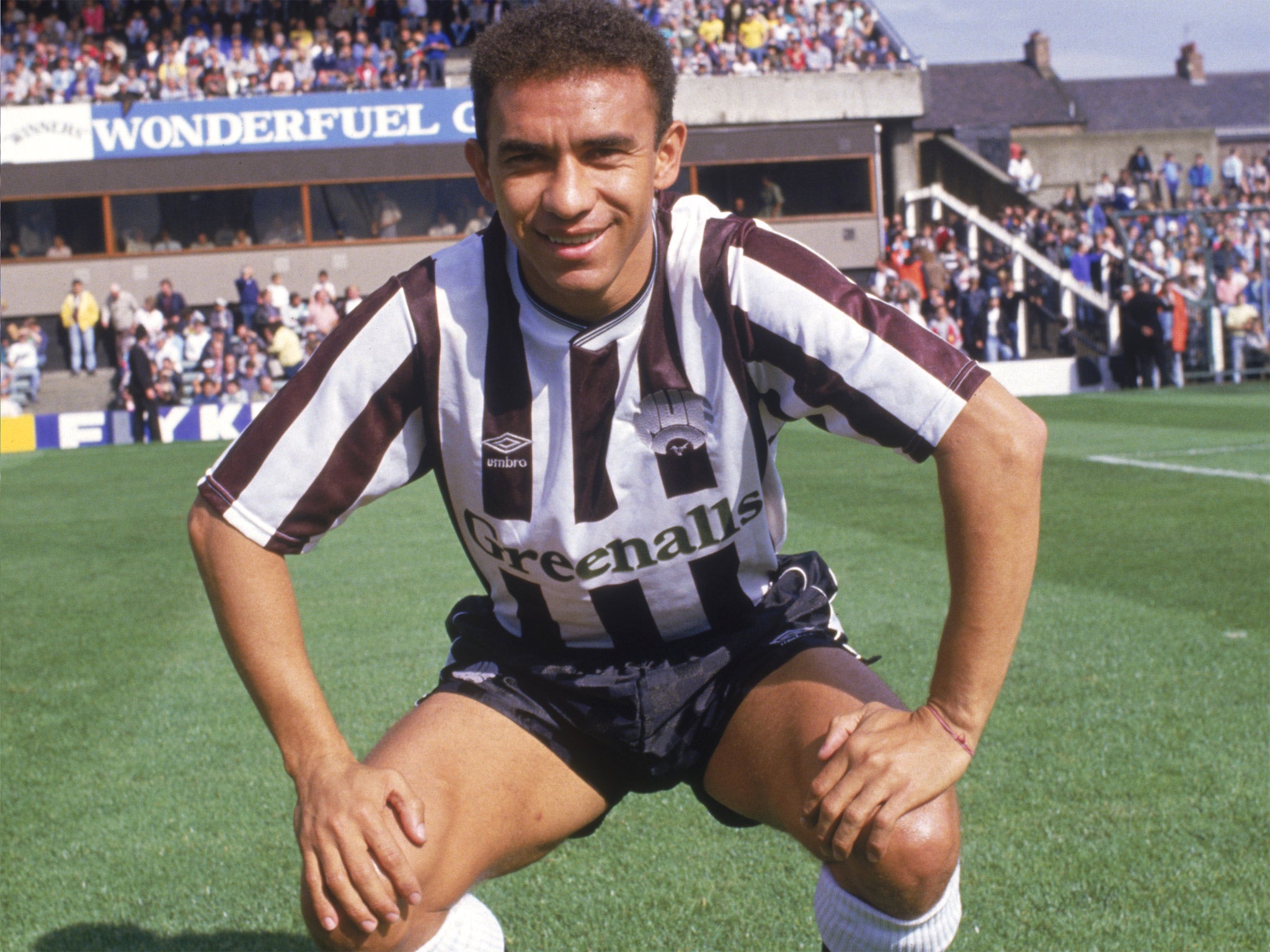 Mirandinha, pictured playing for Newcastle in 1987, was the first Brazilian to join an English club