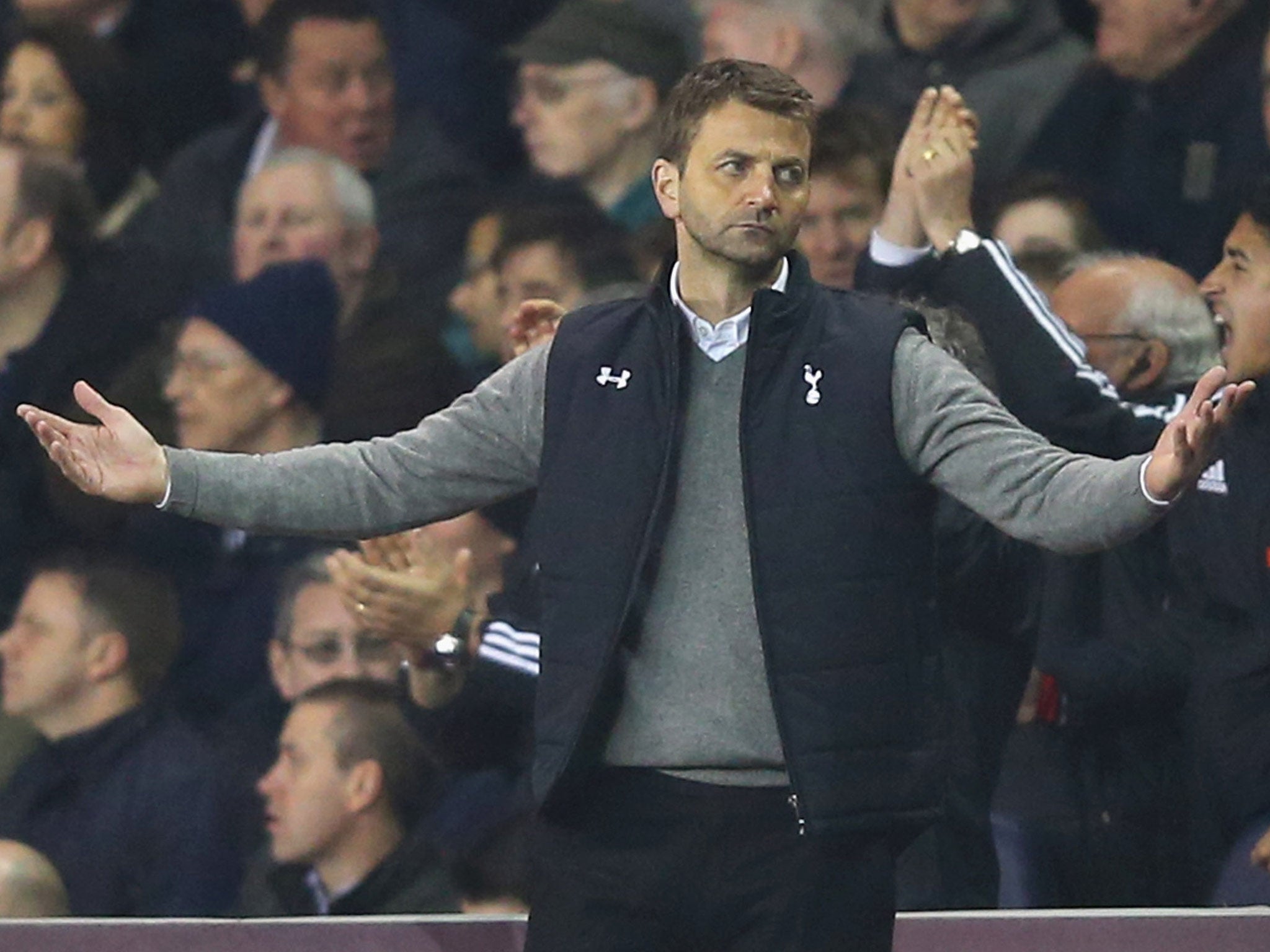 Tim Sherwood makes a gesture from the touchline