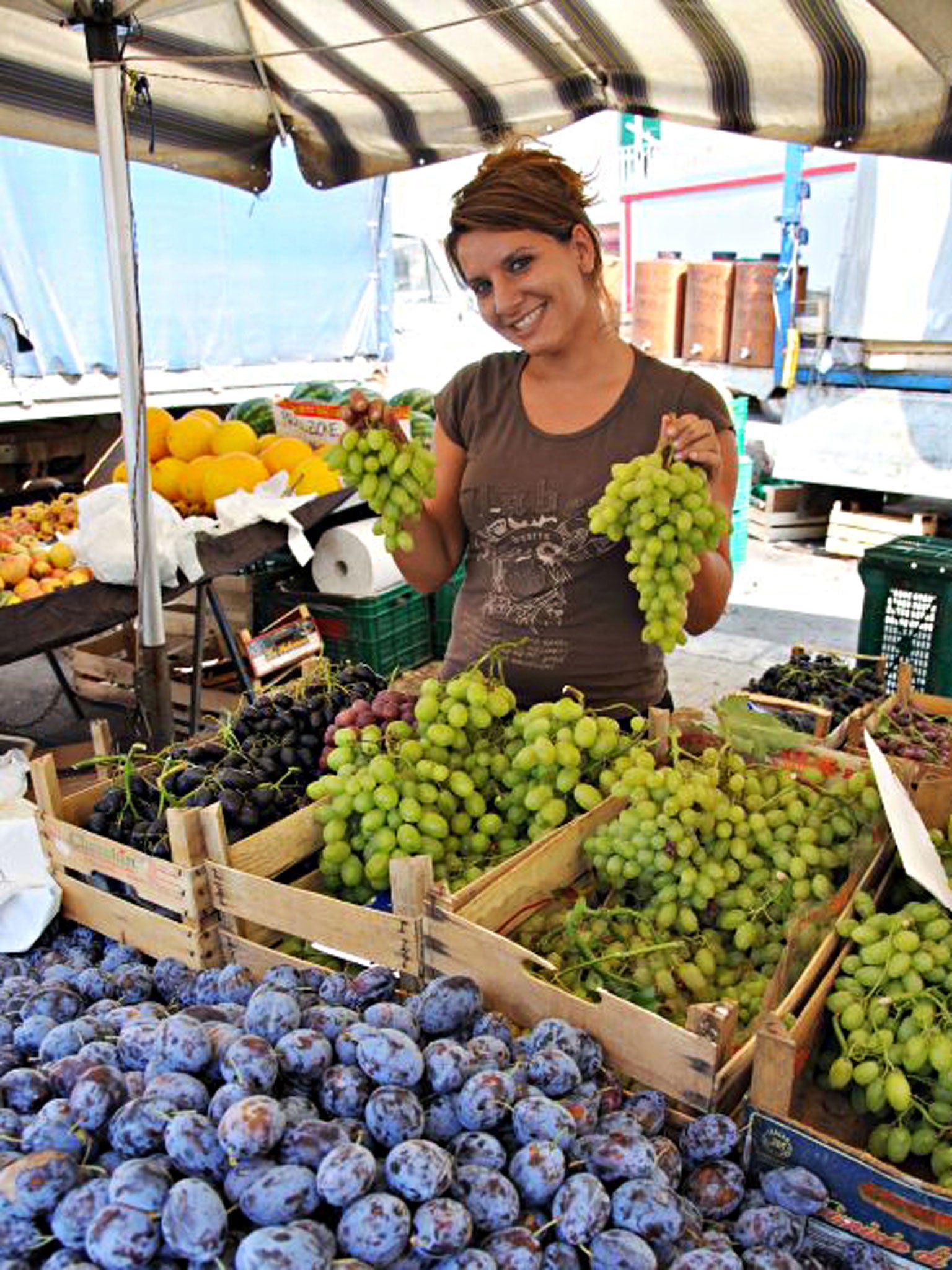 Farm fresh: local produce for sale at a
food market (Alamy)