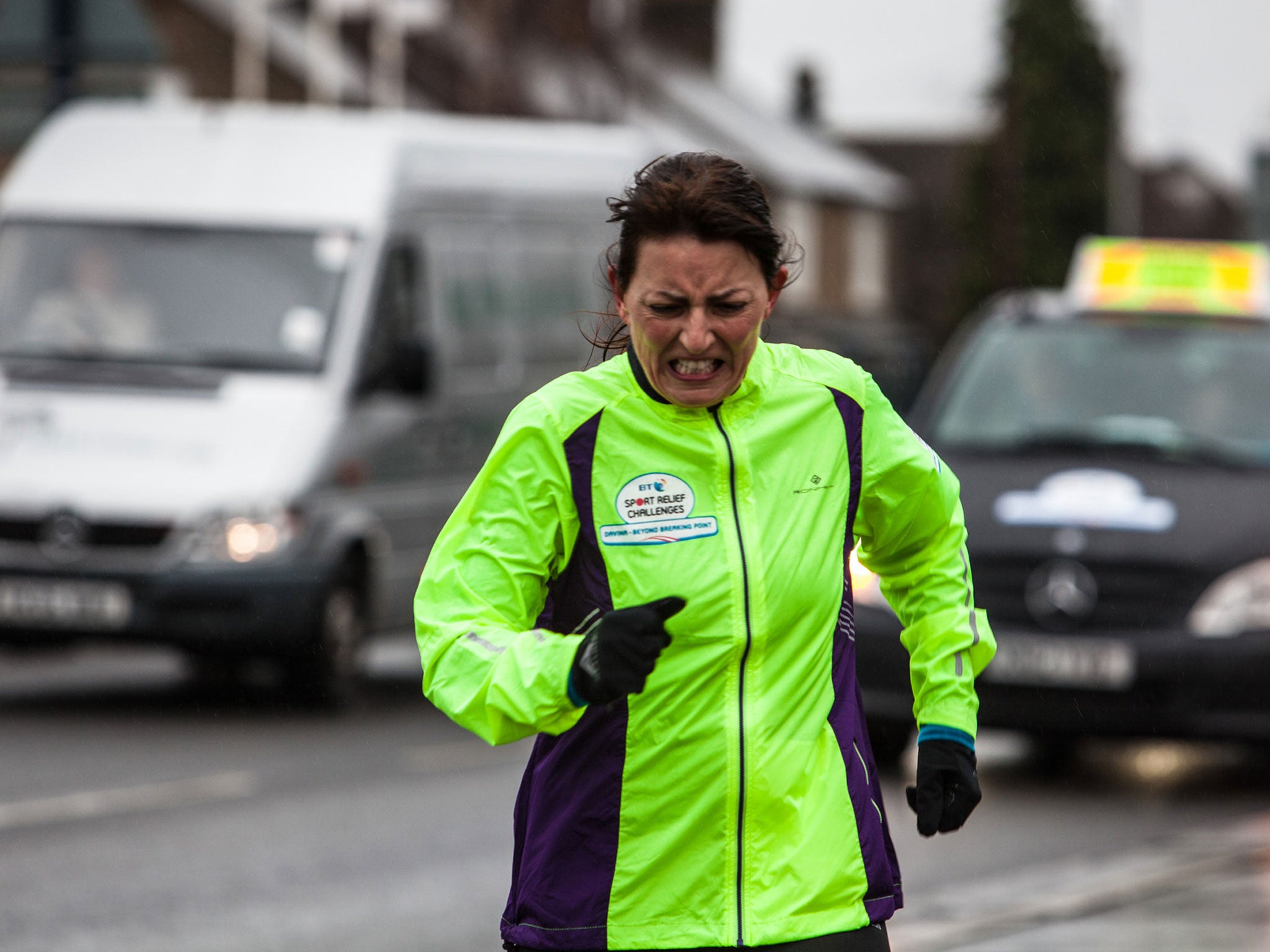 Davina McCall during her gruelling triathlon