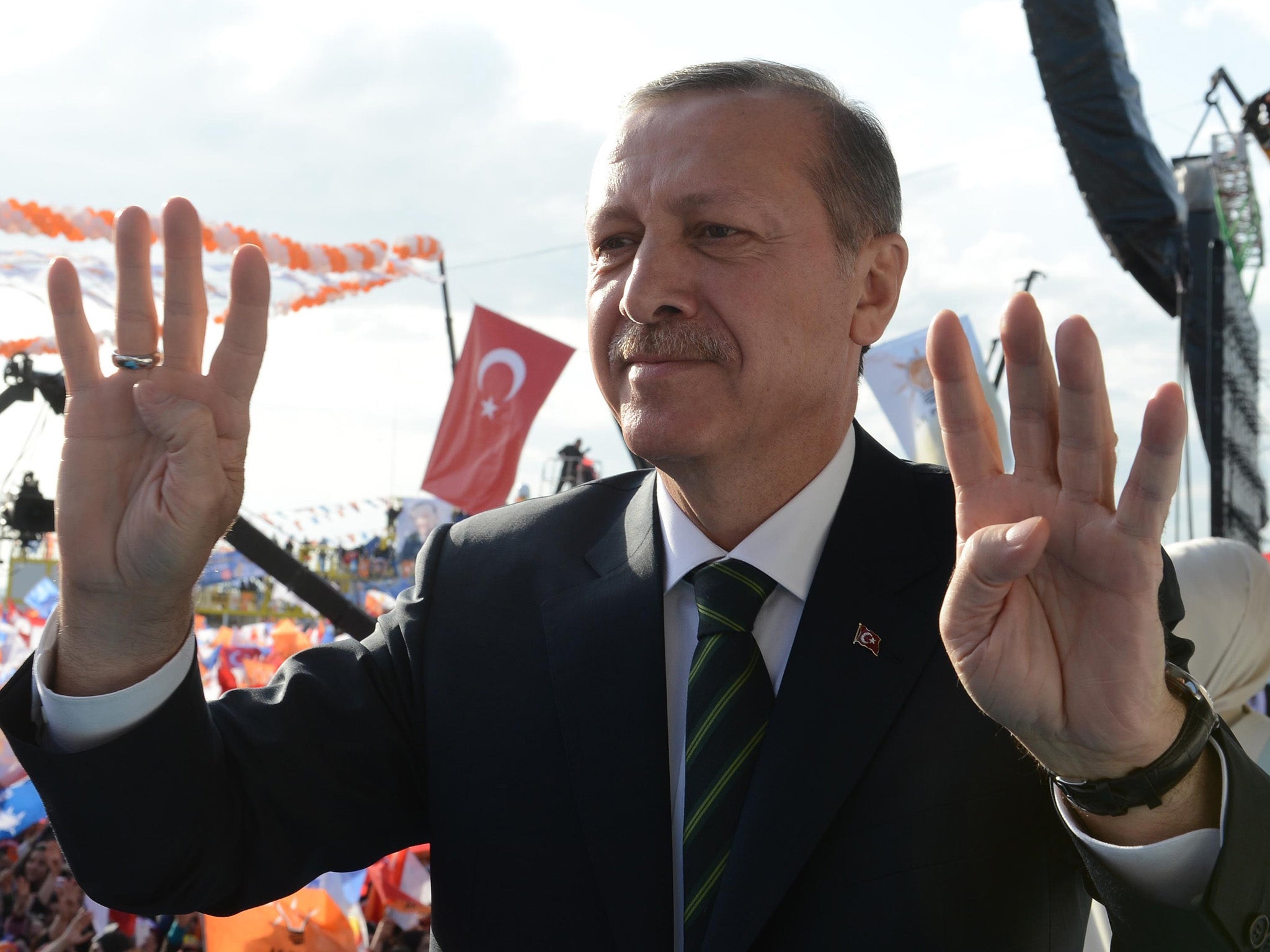 Erdogan at a recent rally in the run up to key local elections this month